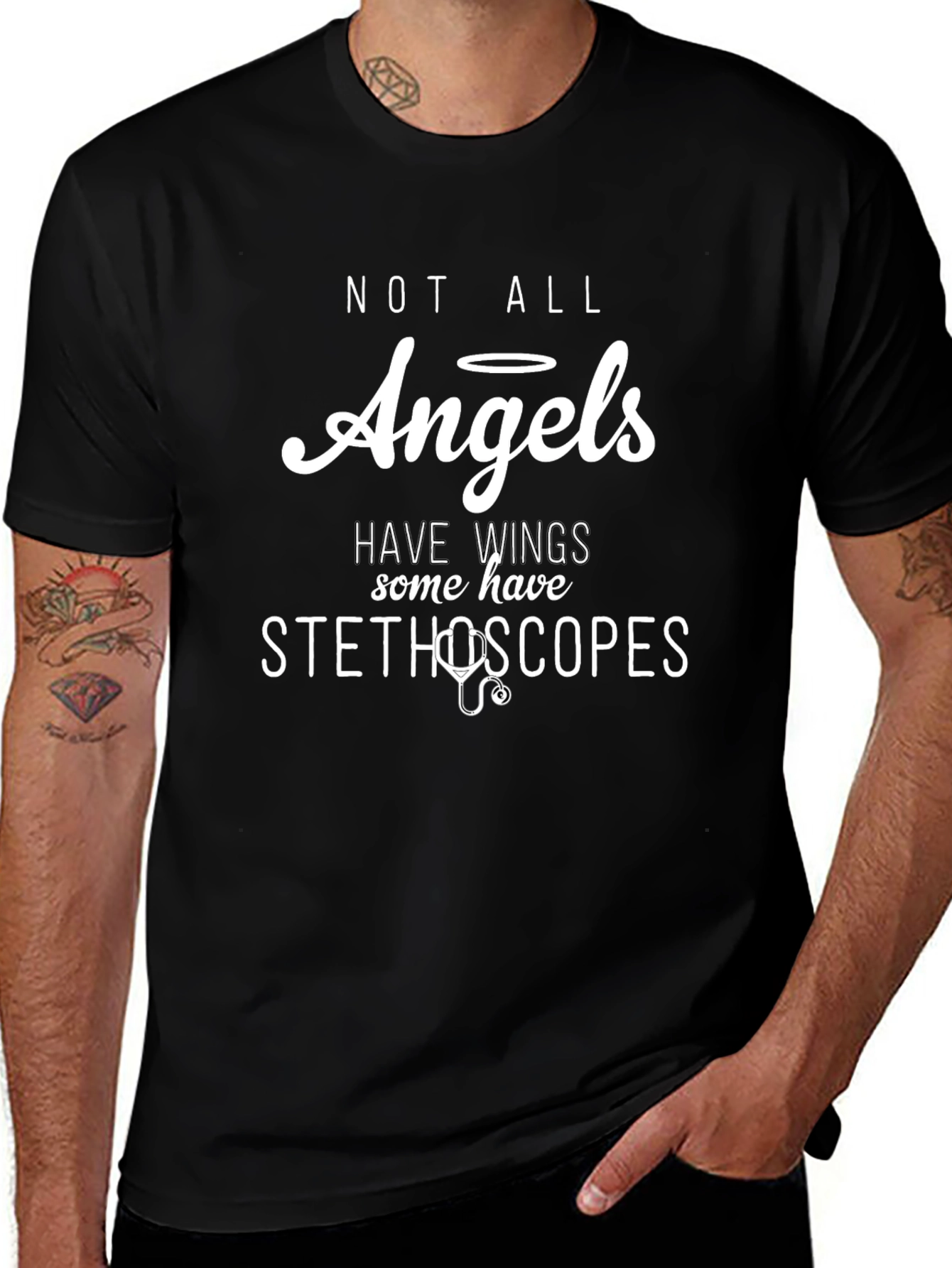 Angels With Stethoscopes Graphic Tee - Medical Hero Shirt