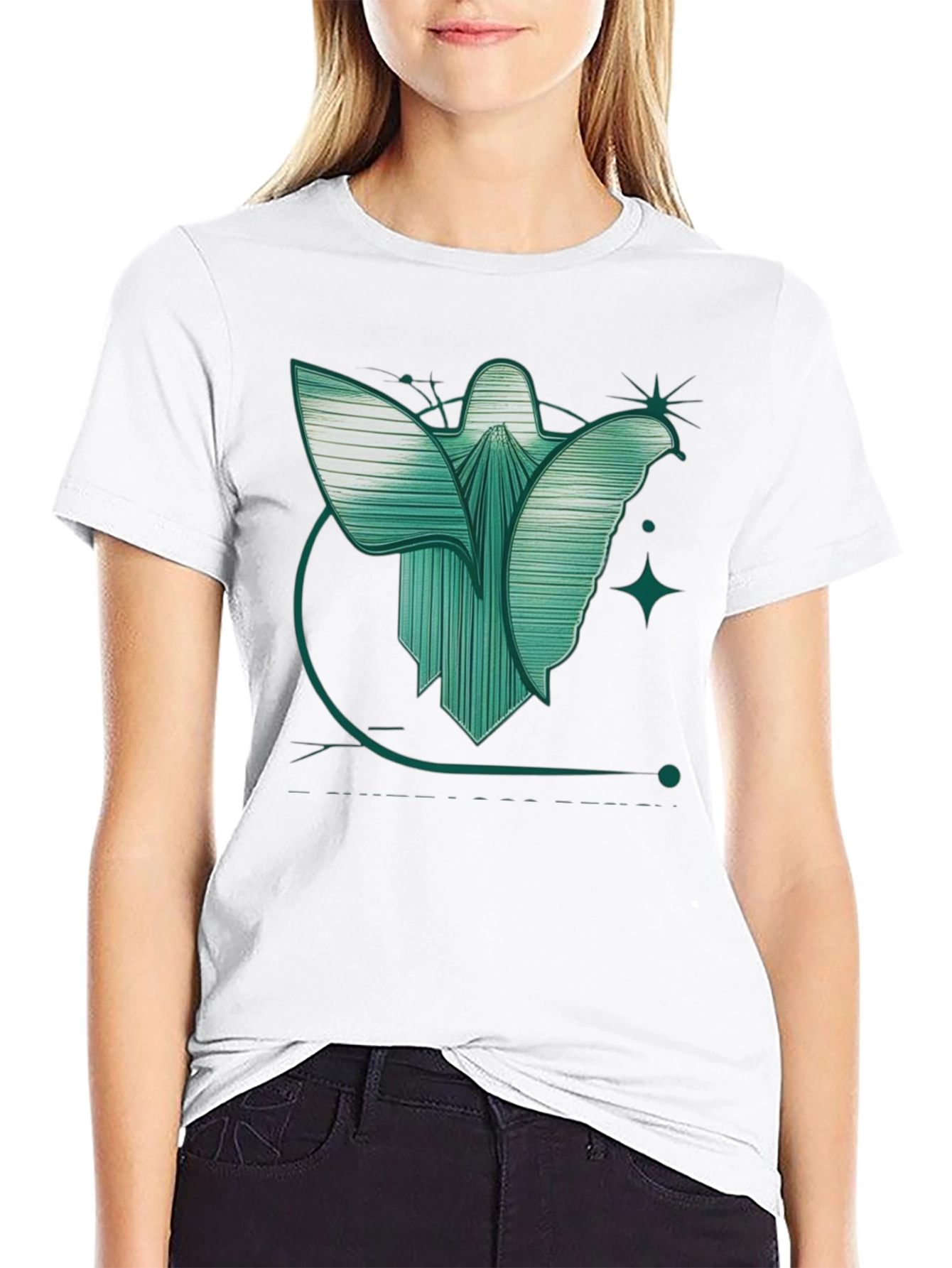 Abstract Angel Graphic Tee - Modern Design Black T-Shirt