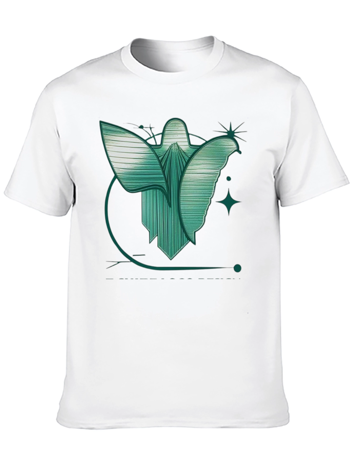 Abstract Angel Graphic Tee - Modern Design Black T-Shirt