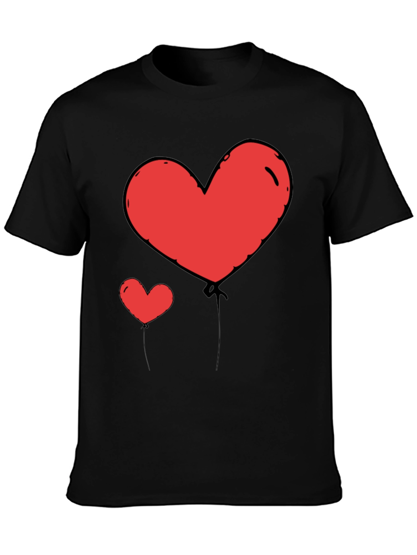 Heart Balloon Graphic Tee - Black Casual Shirt