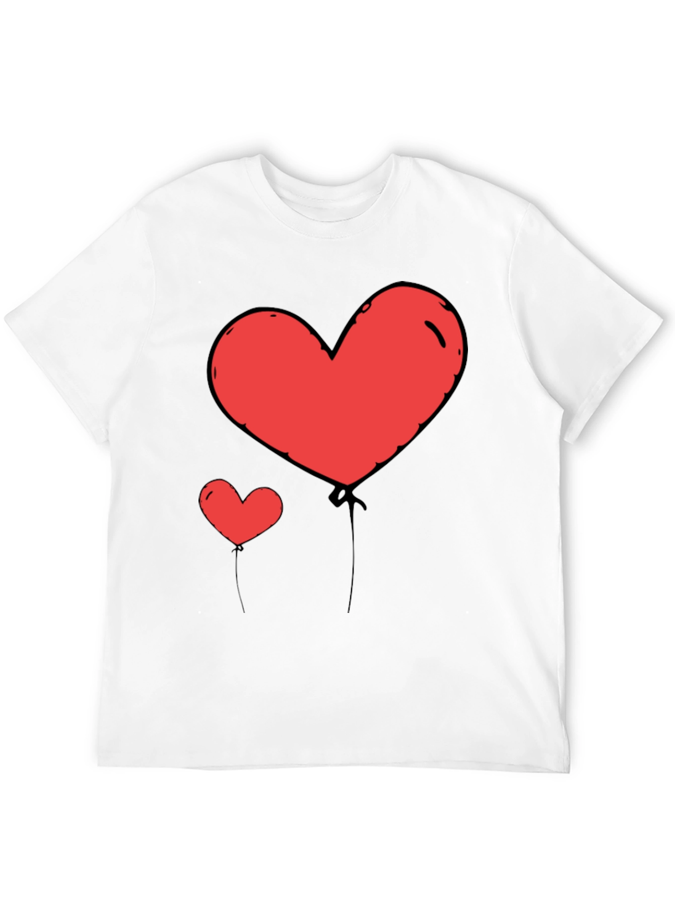 Heart Balloon Graphic Tee - Black Casual Shirt