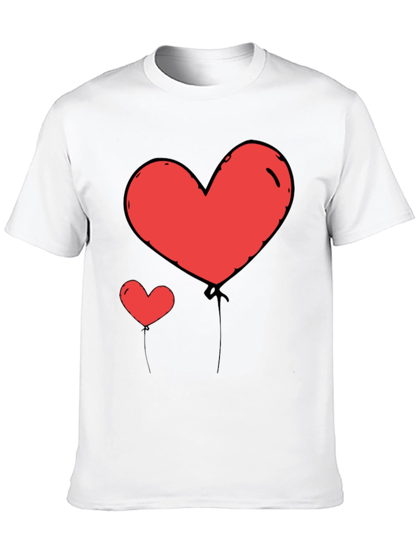 Heart Balloon Graphic Tee - Black Casual Shirt