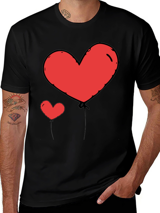 Heart Balloon Graphic Tee - Black Casual Shirt