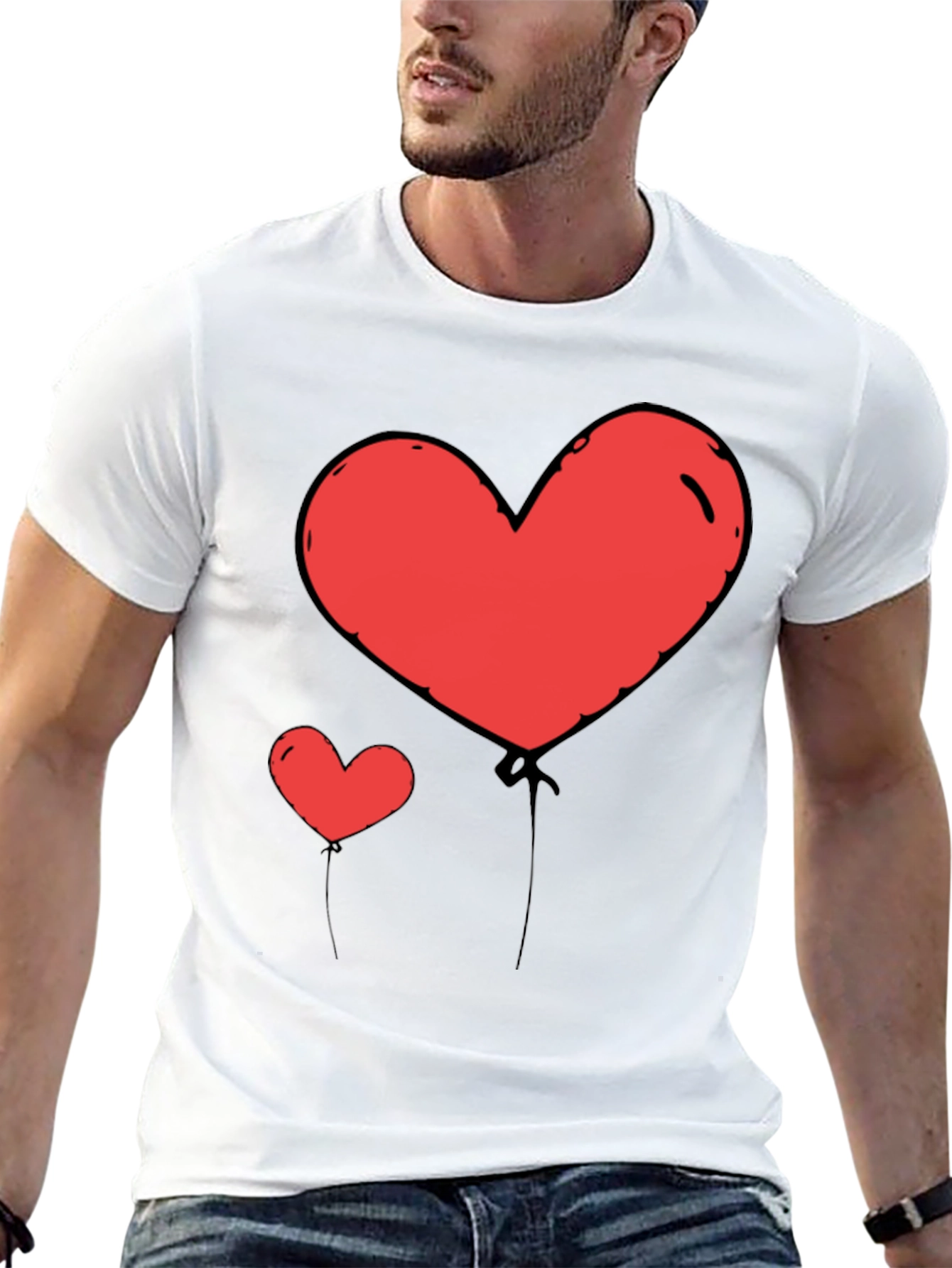 Heart Balloon Graphic Tee - Black Casual Shirt