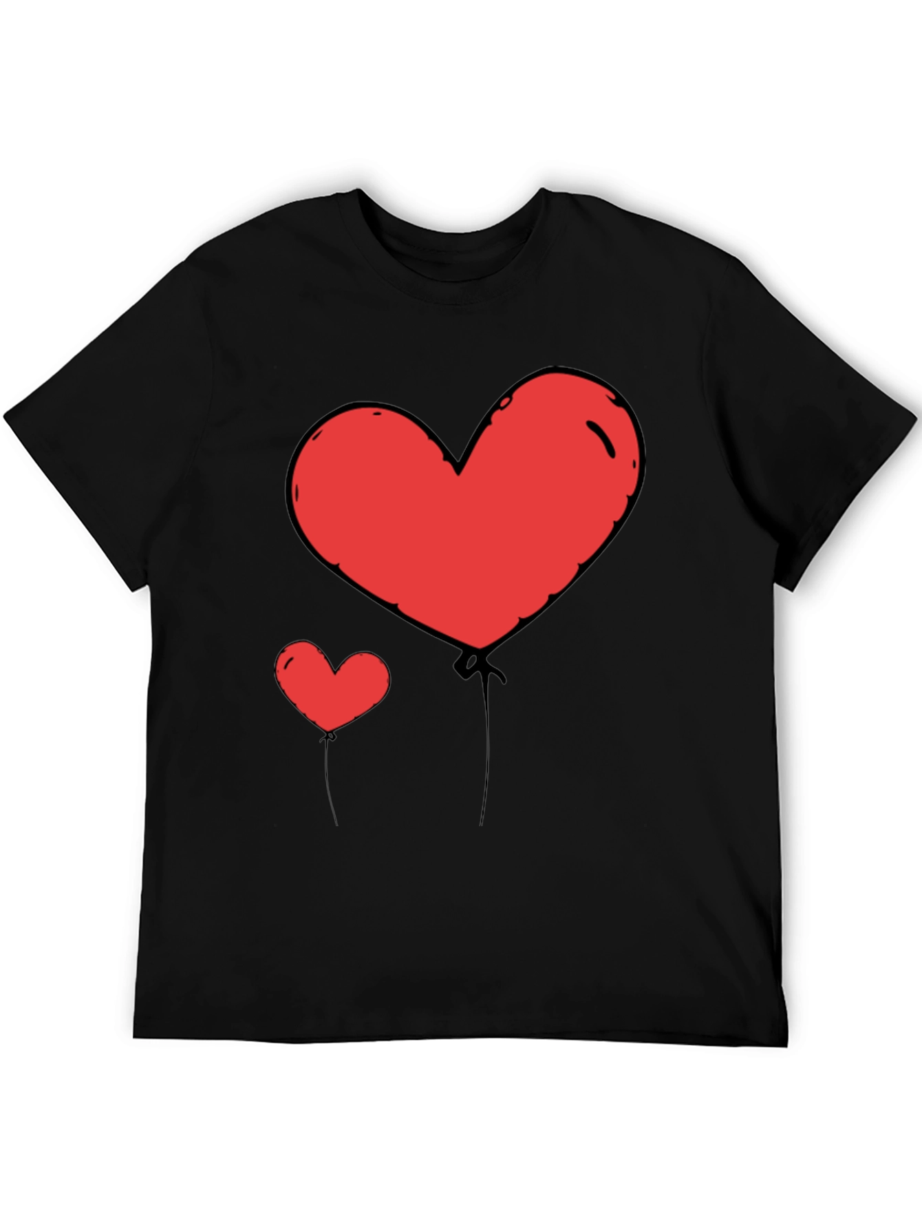 Heart Balloon Graphic Tee - Black Casual Shirt
