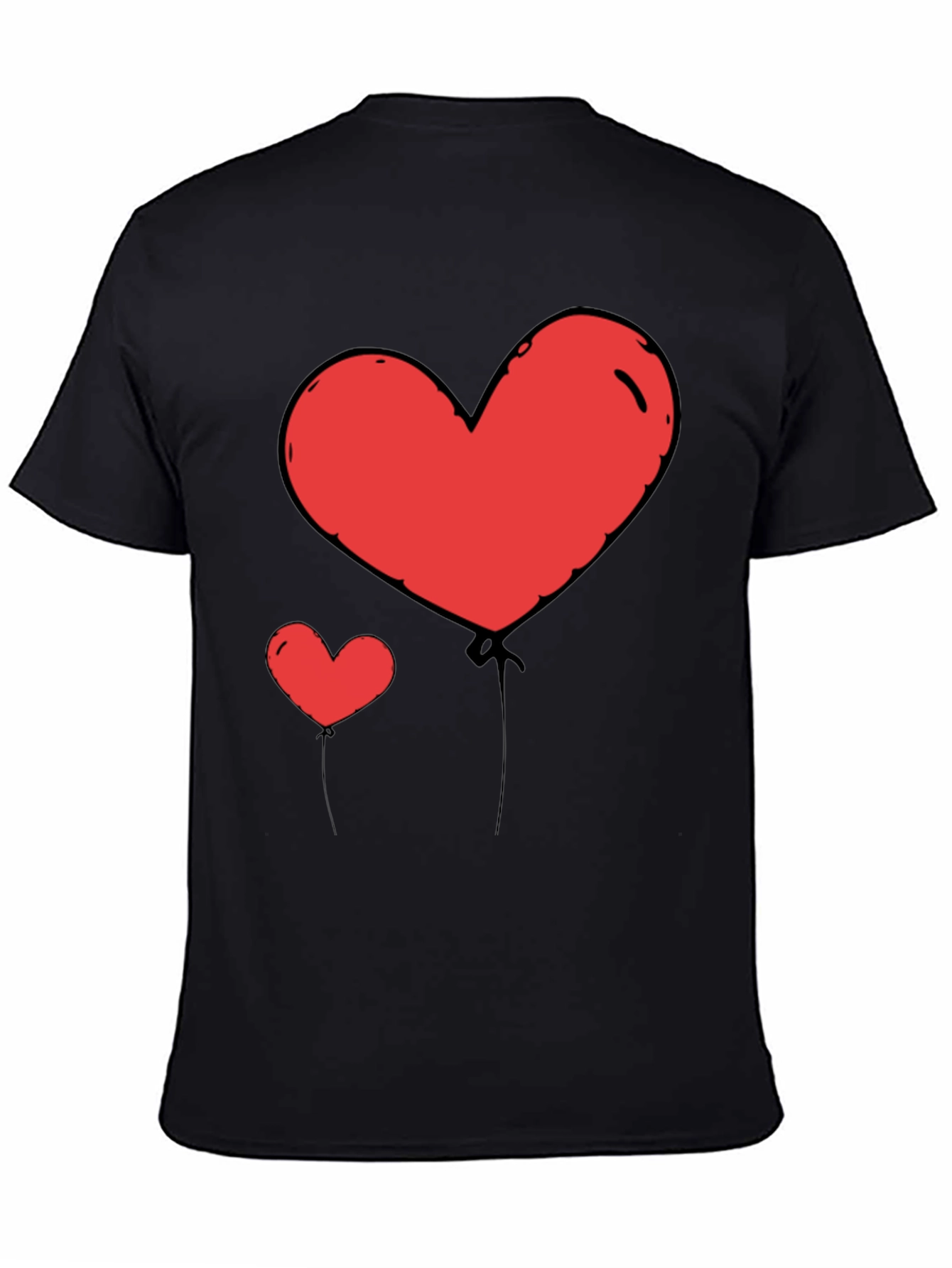 Heart Balloon Graphic Tee - Black Casual Shirt