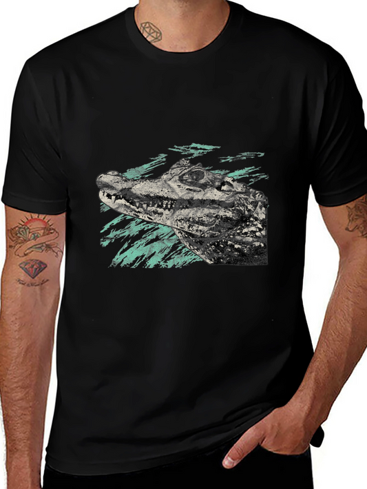 Alligator Graphic Print Black T-Shirt