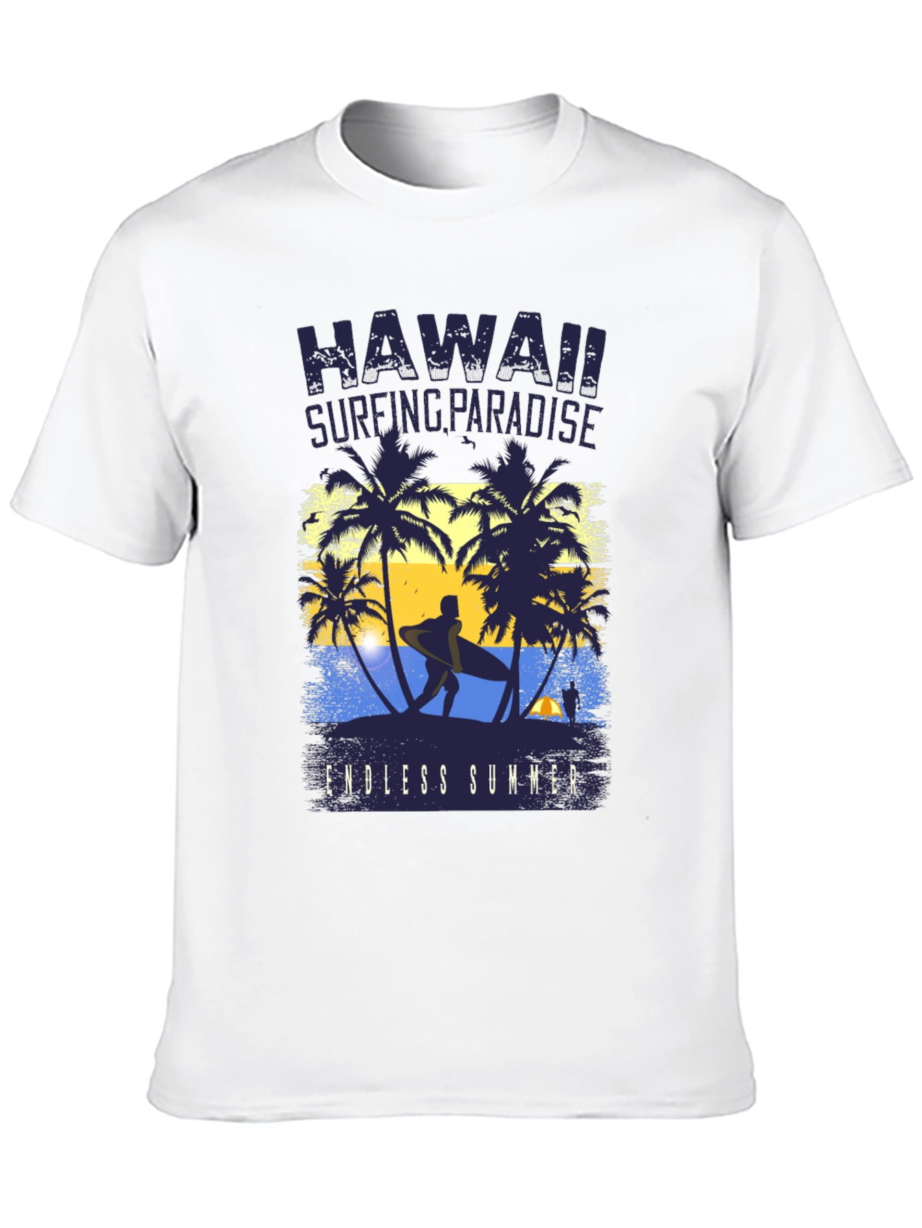 Hawaii Surfing Paradise Black Graphic Tee
