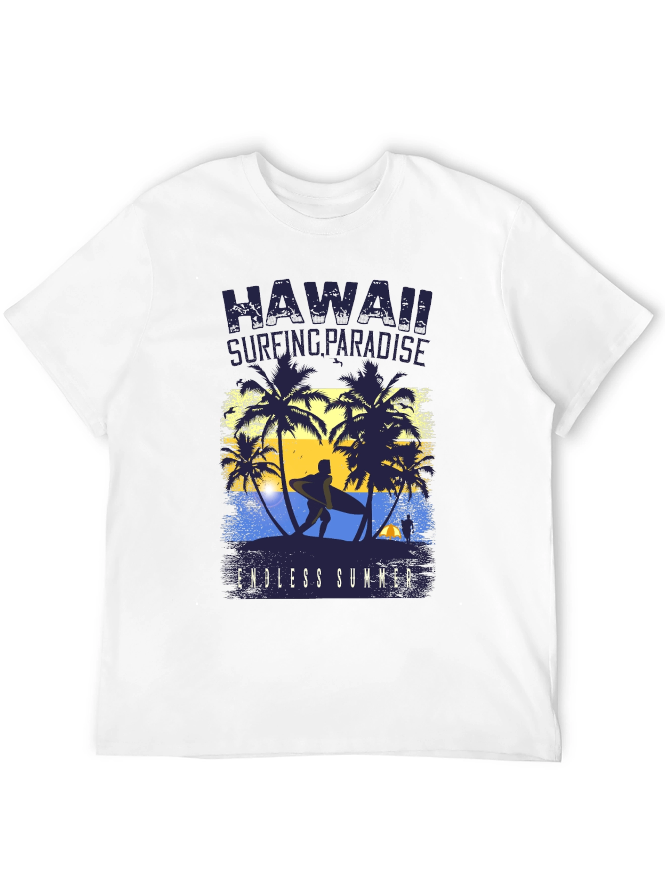 Hawaii Surfing Paradise Black Graphic Tee