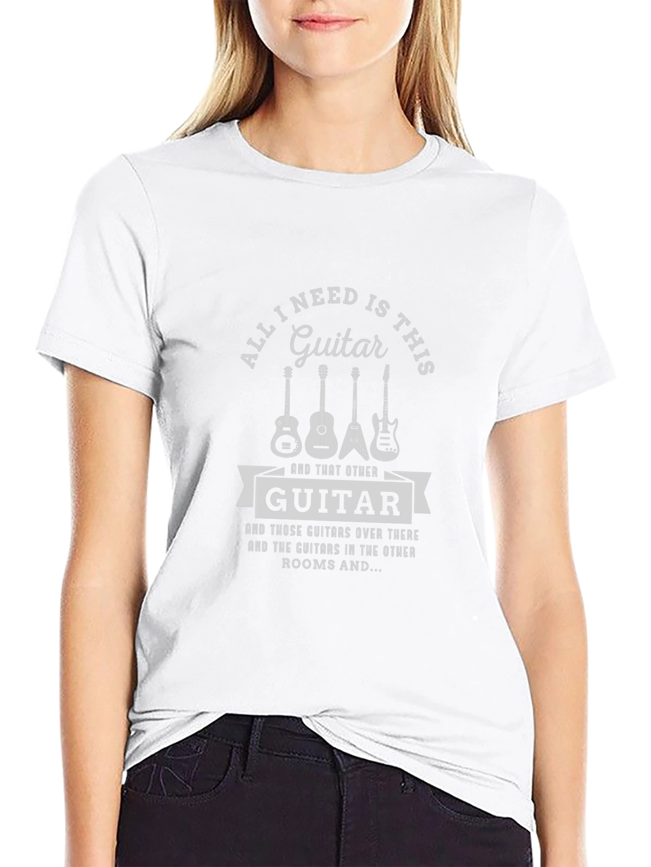 All I Need is This Guitar Black Graphic T-Shirt