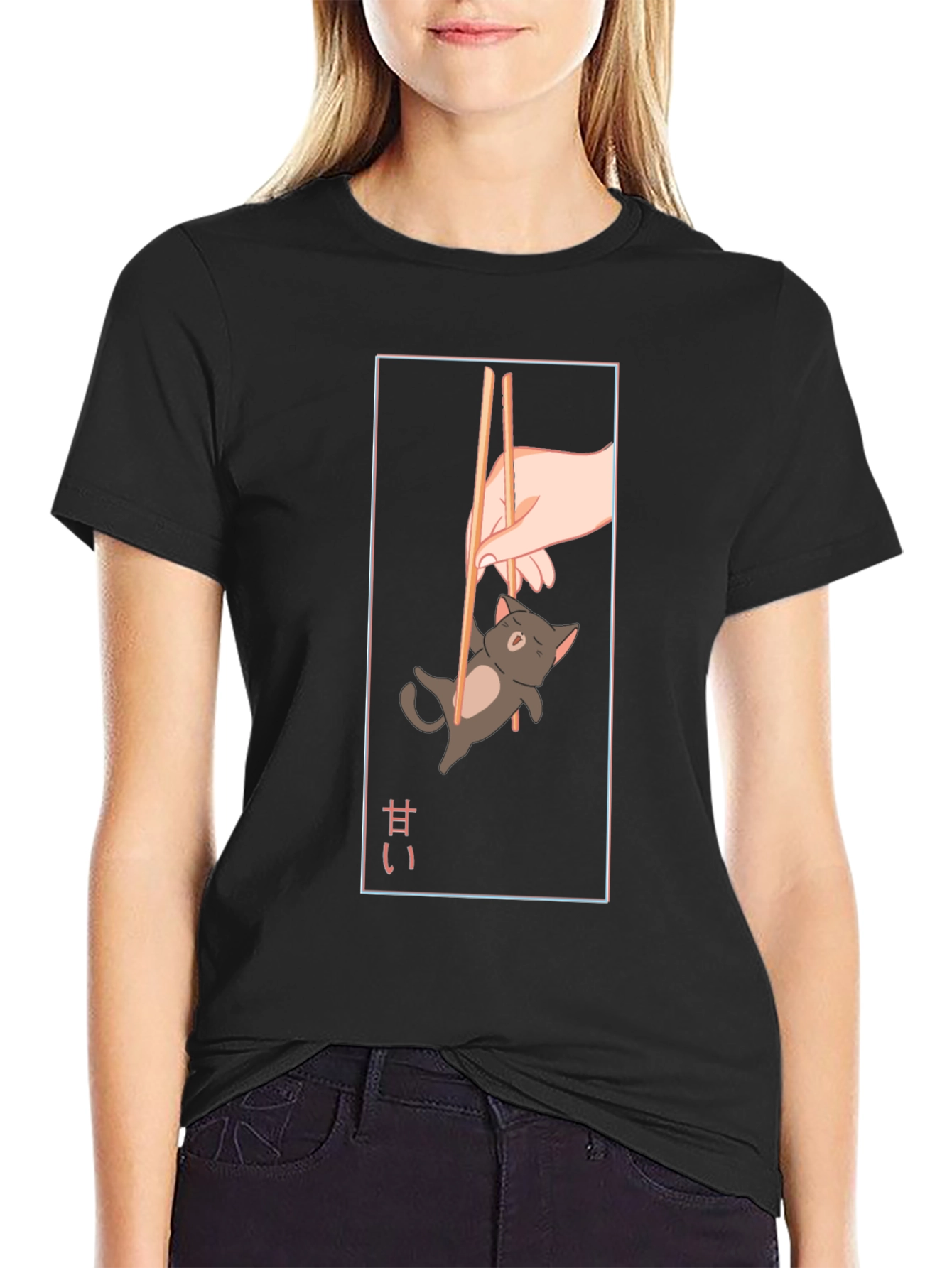 Anime Cat Chopsticks T-Shirt
