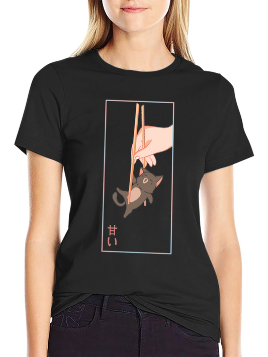 Anime Cat Chopsticks T-Shirt