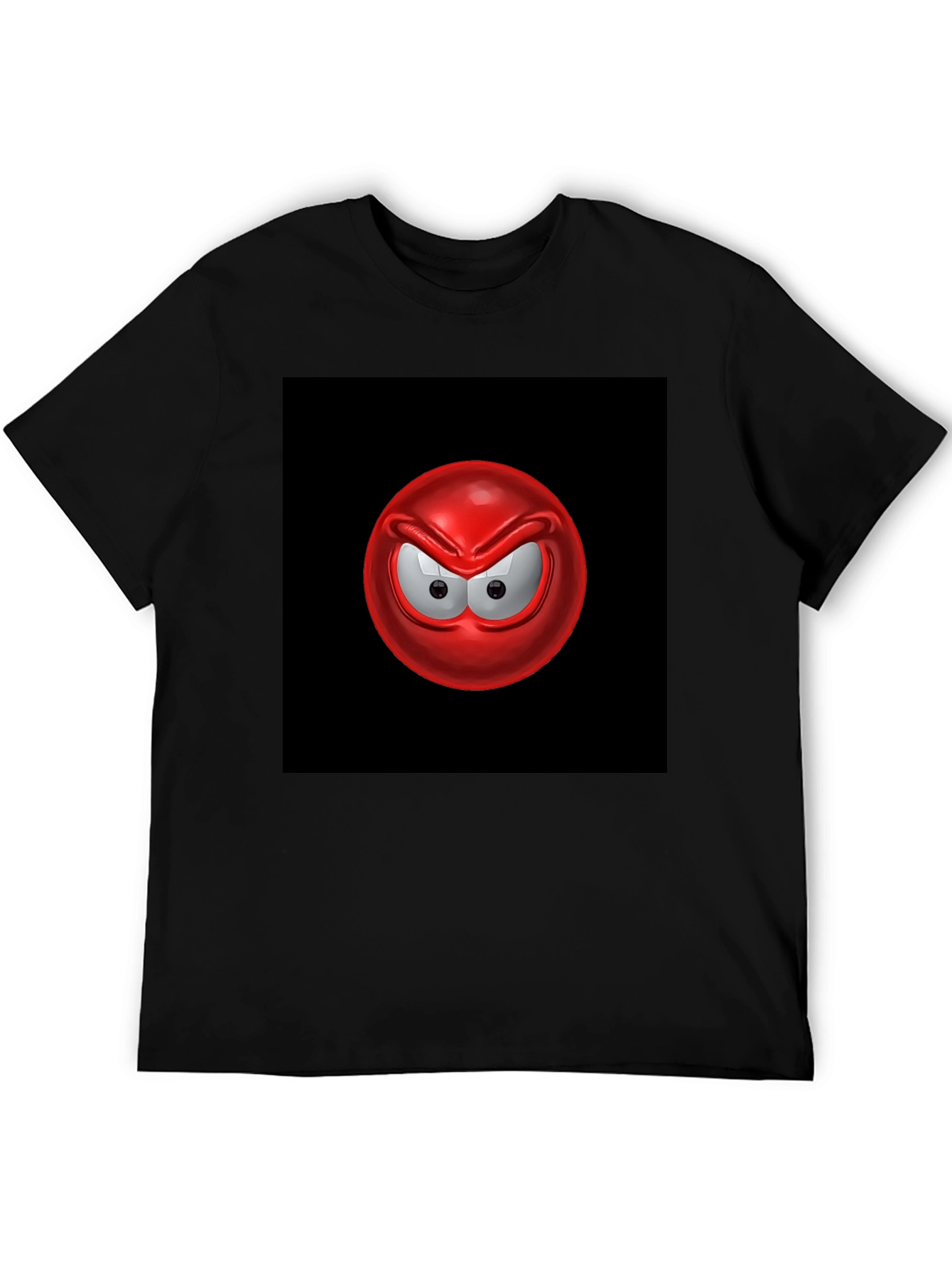 Angry Red Emoji Graphic Tee - Casual Black T-Shirt