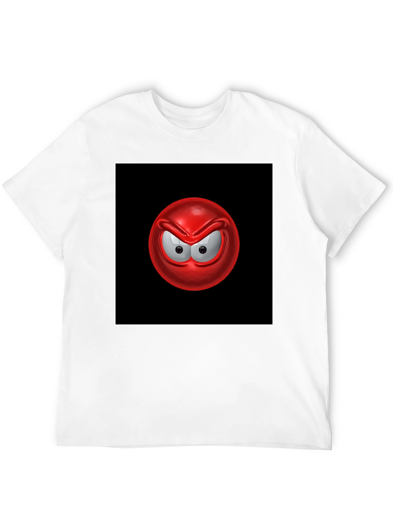 Angry Red Emoji Graphic Tee - Casual Black T-Shirt