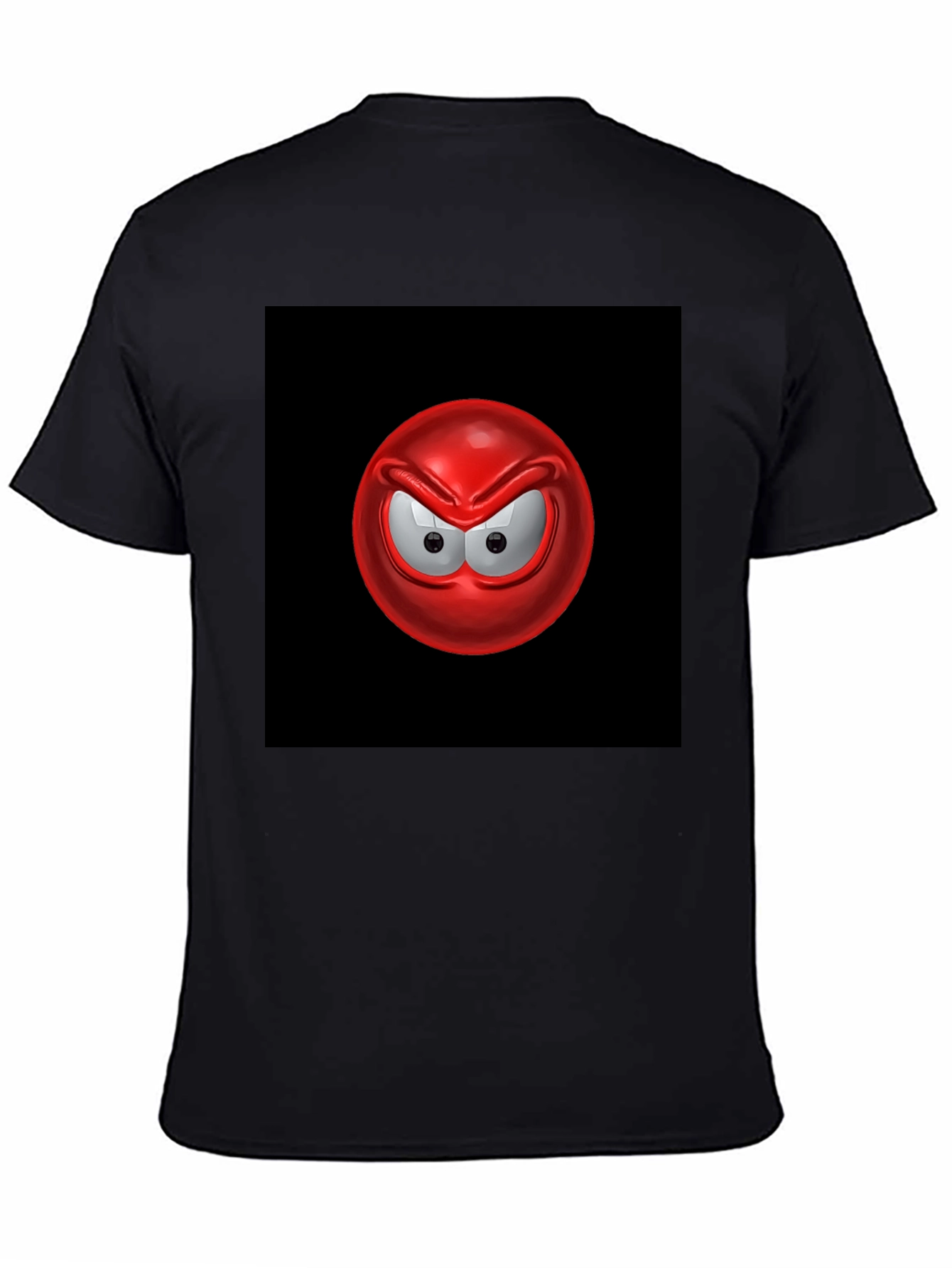 Angry Red Emoji Graphic Tee - Casual Black T-Shirt