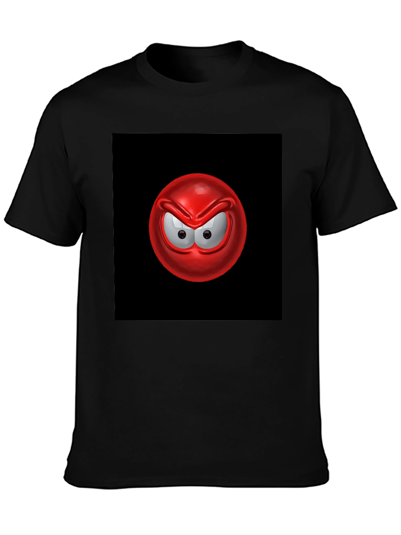 Angry Red Emoji Graphic Tee - Casual Black T-Shirt