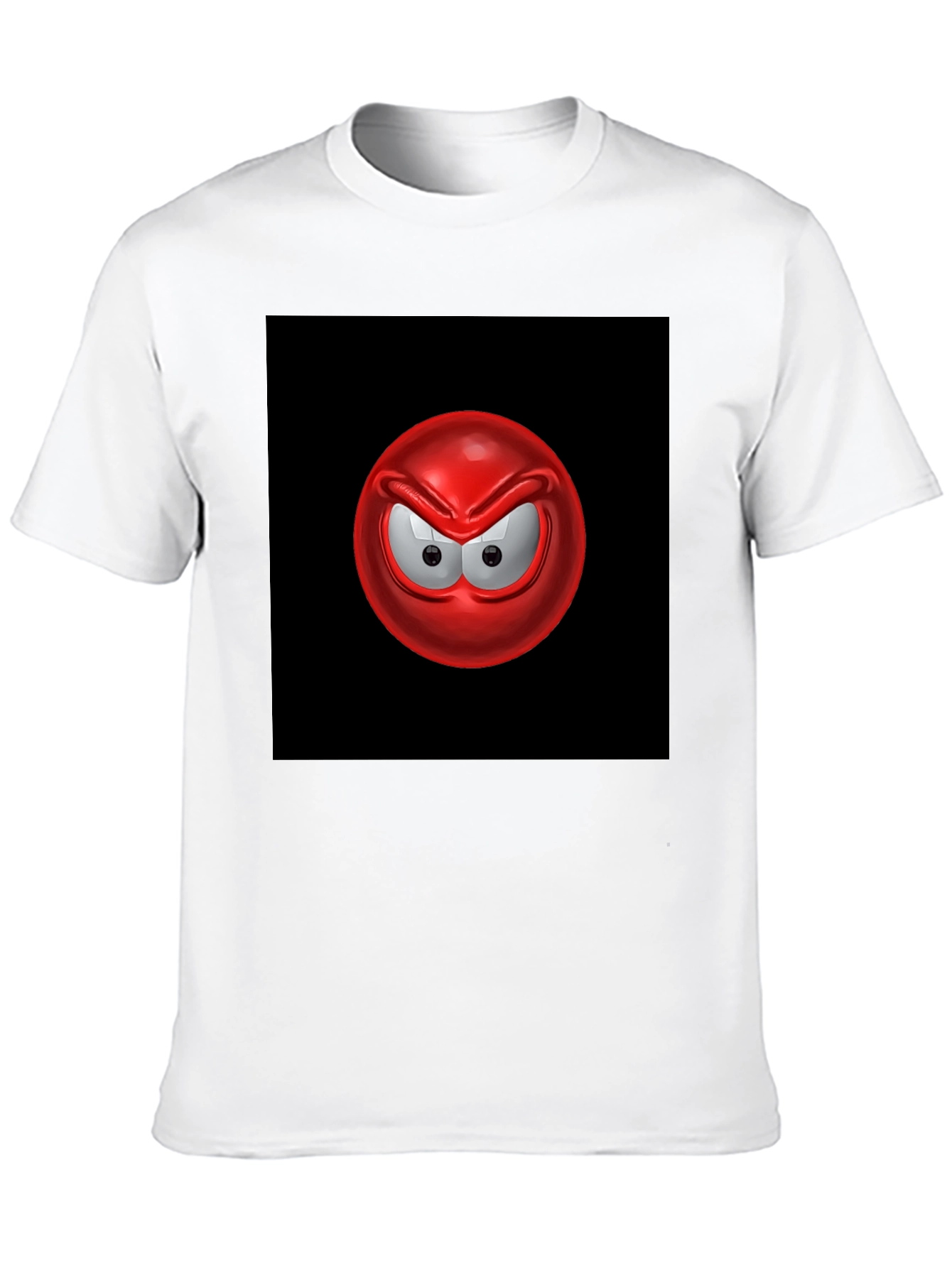 Angry Red Emoji Graphic Tee - Casual Black T-Shirt