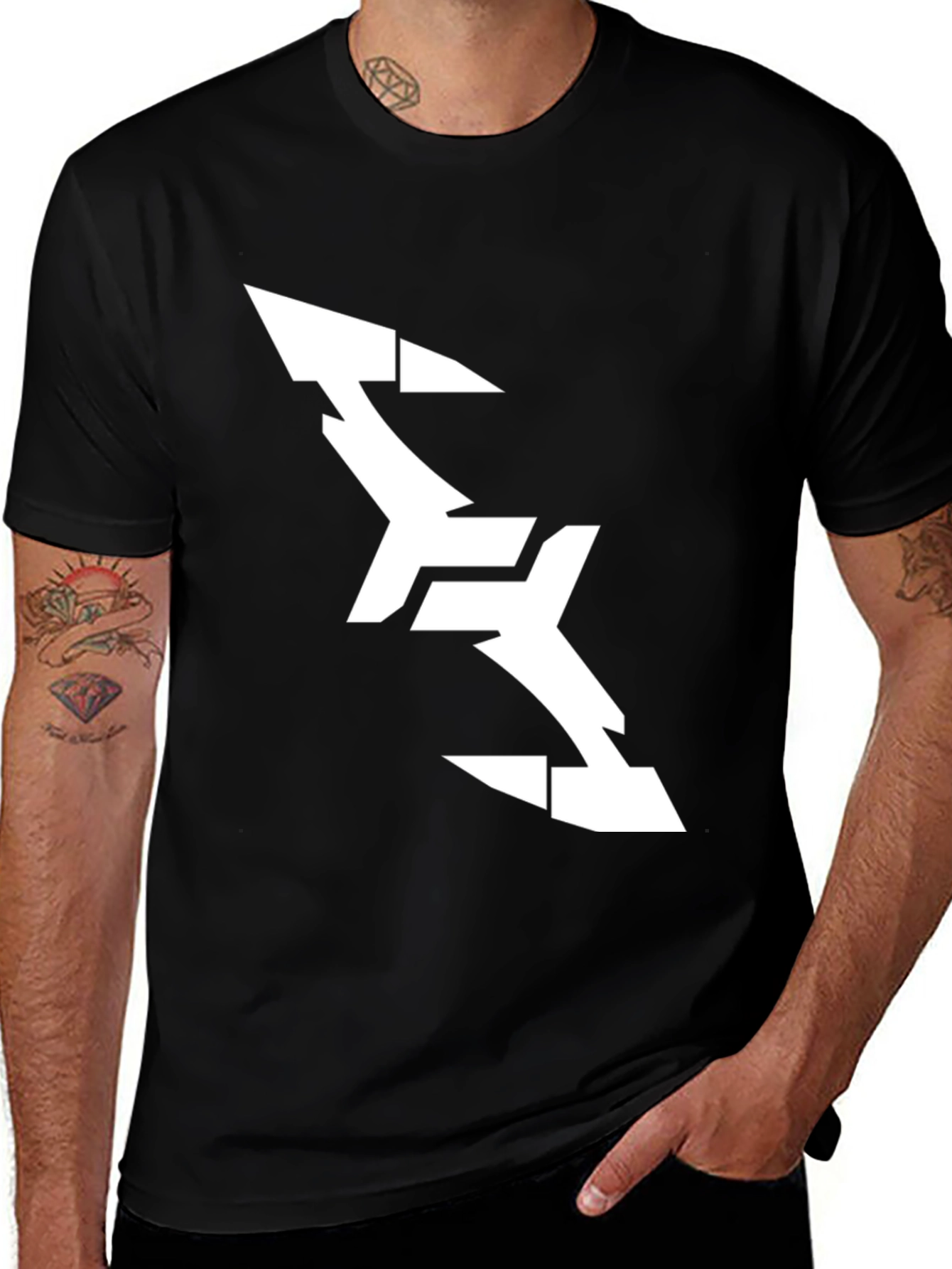Abstract Arrow Graphic Tee - Modern Black T-Shirt