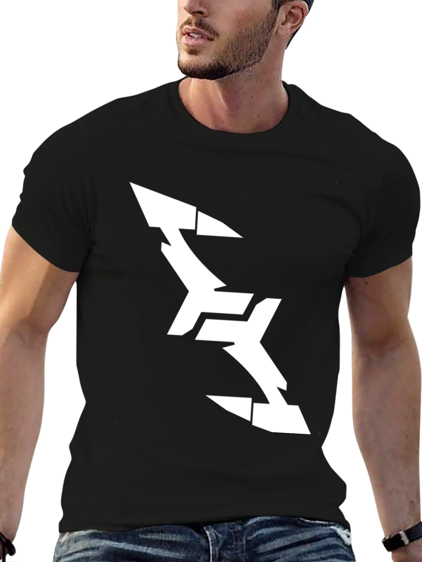 Abstract Arrow Graphic Tee - Modern Black T-Shirt