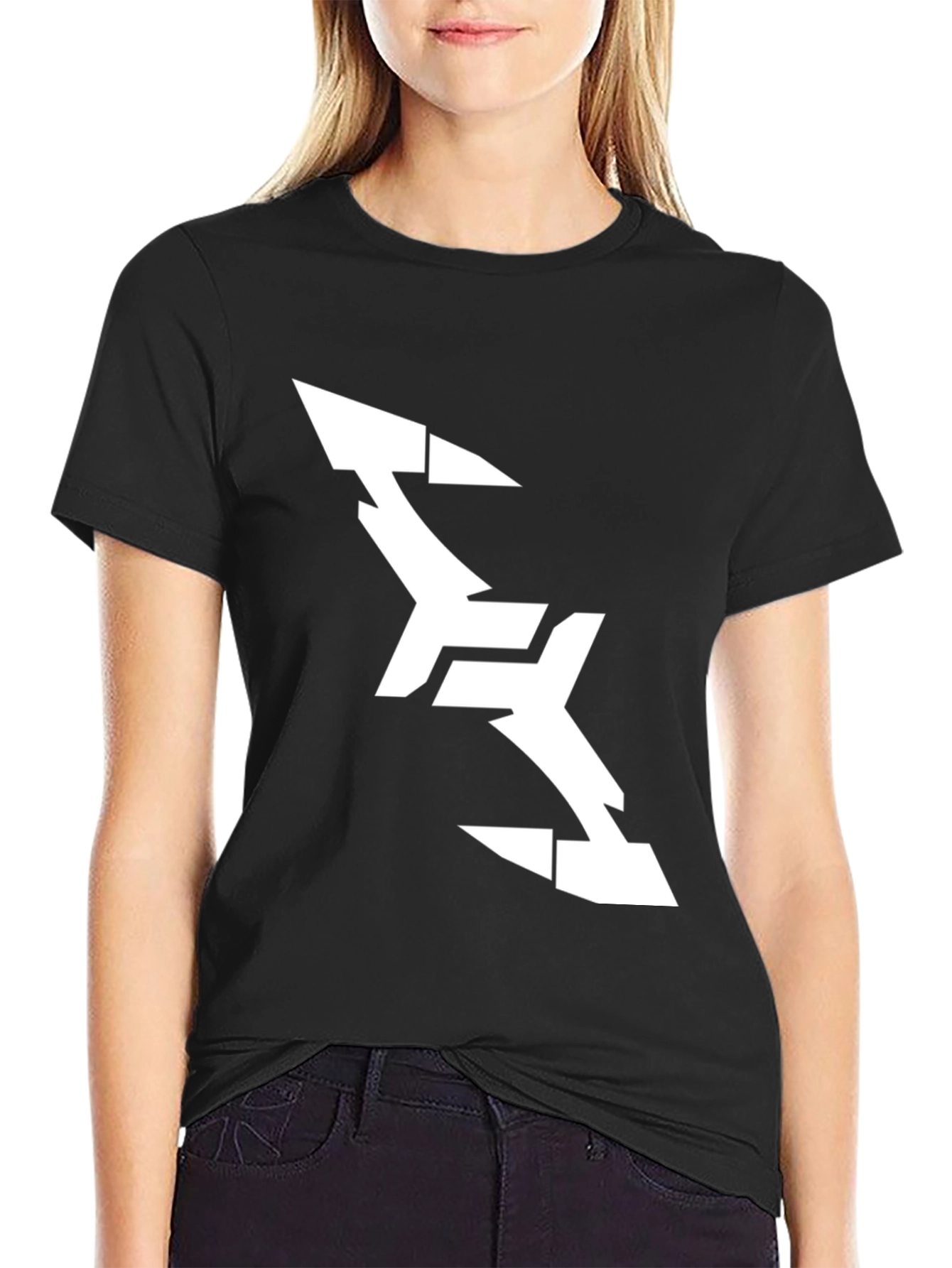 Abstract Arrow Graphic Tee - Modern Black T-Shirt