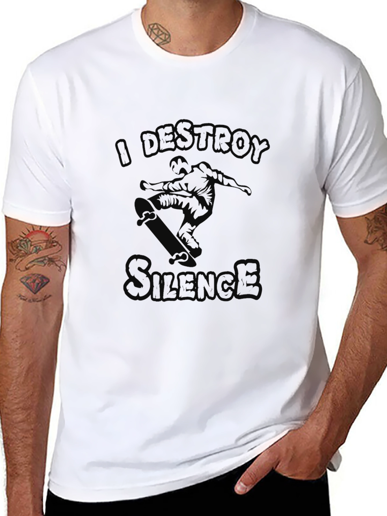 I DESTROY SILENCE Skateboarder Graphic Tee