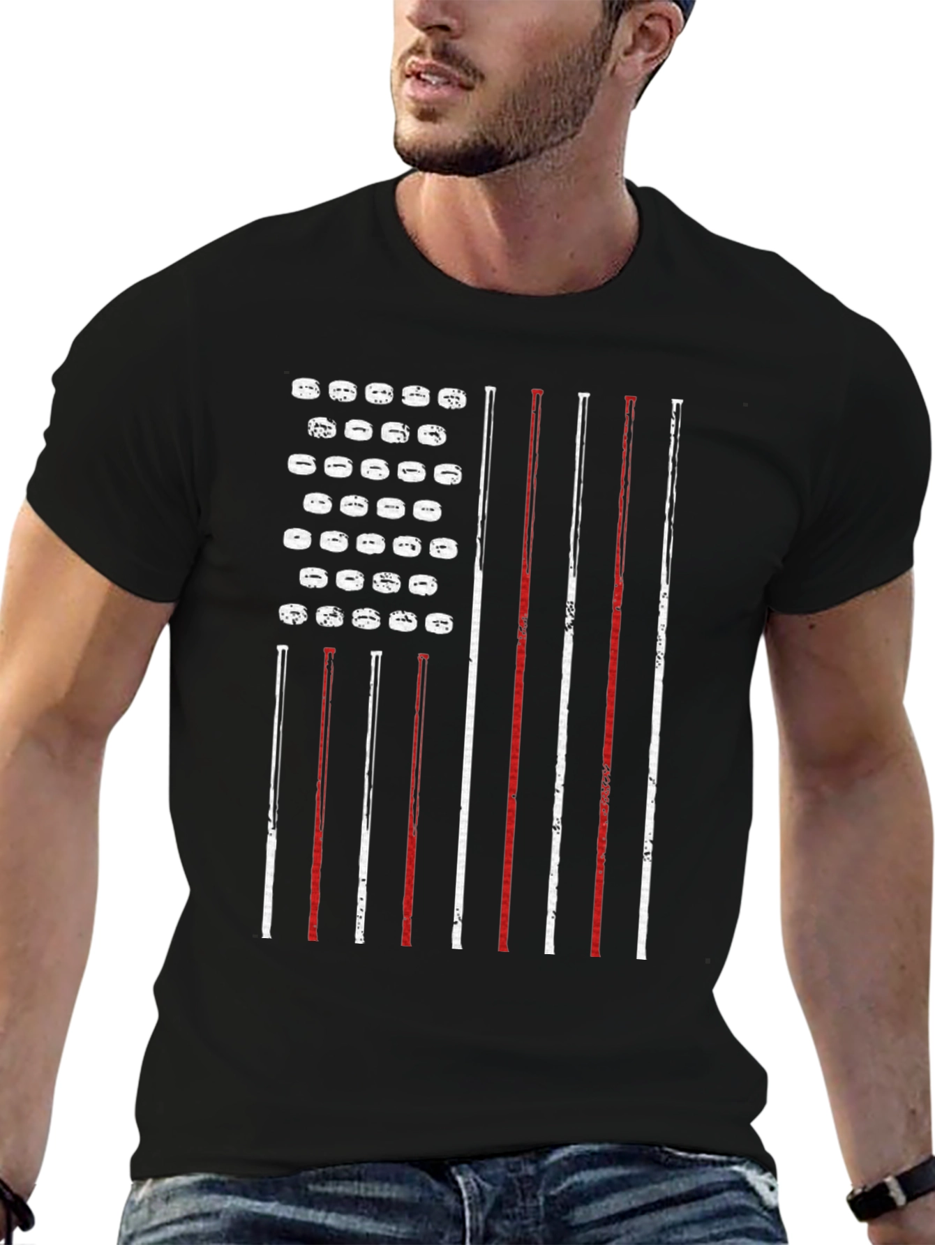 American Flag Hockey Puck Patriotic T-Shirt