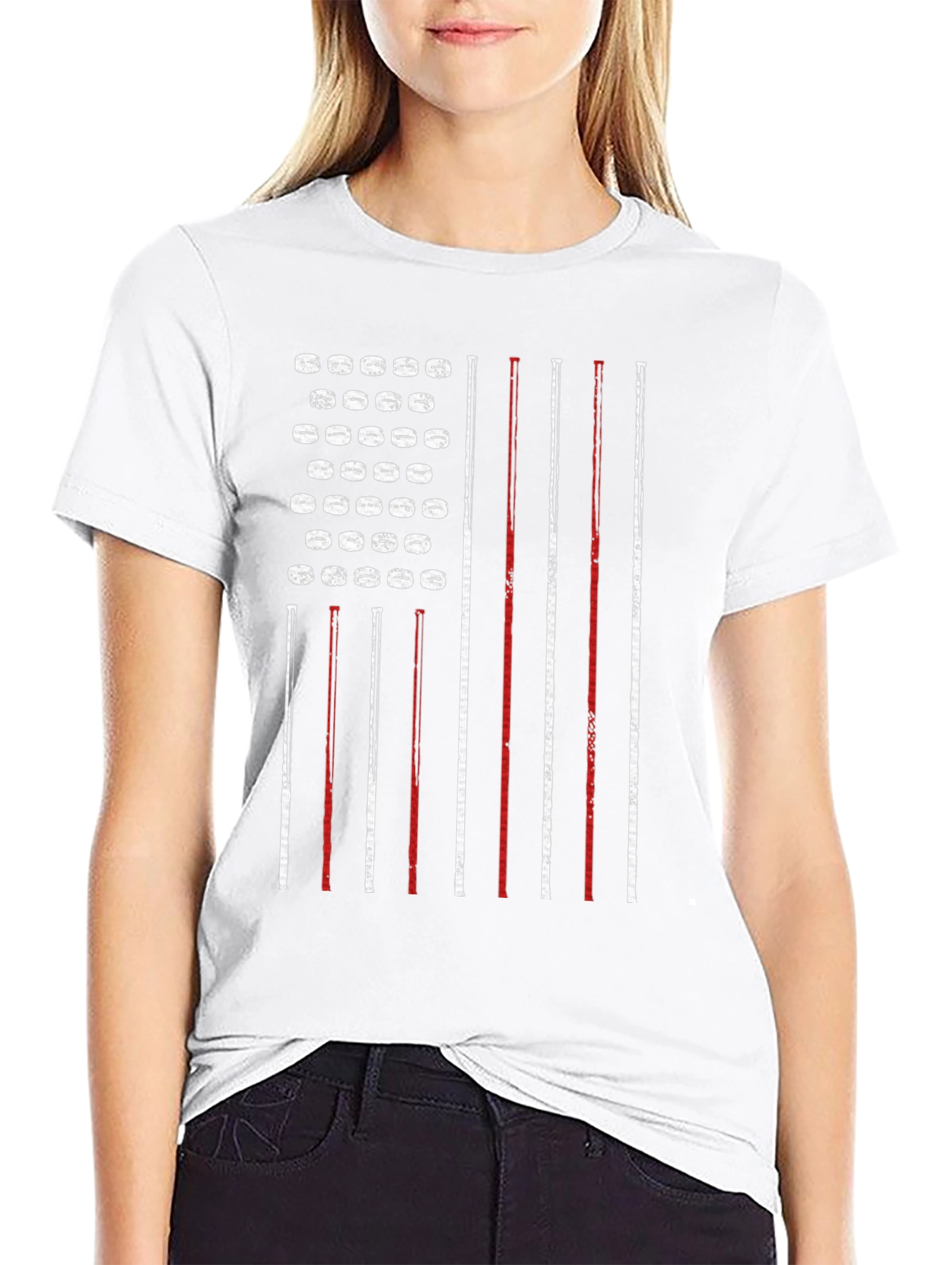 American Flag Hockey Puck Patriotic T-Shirt