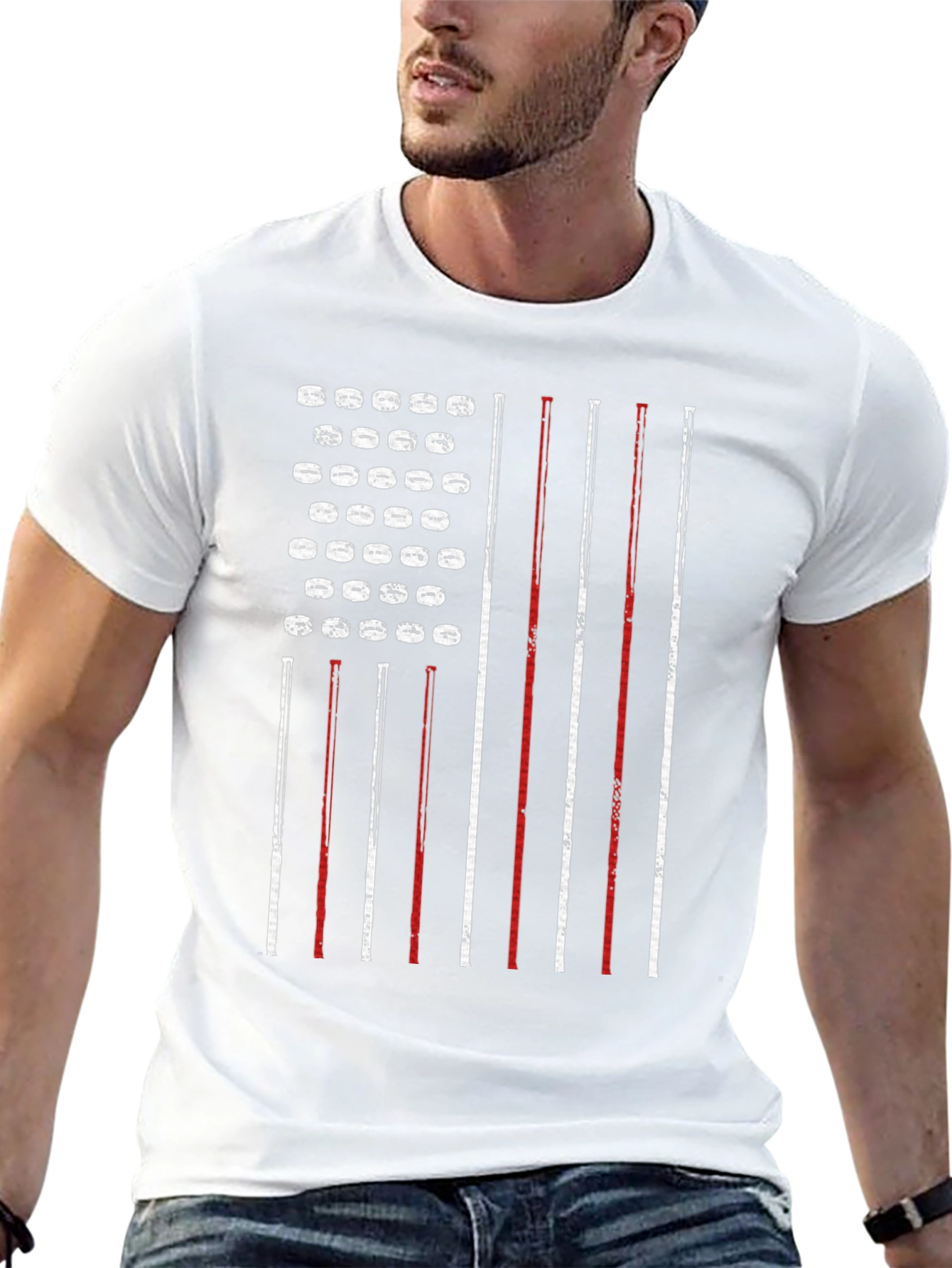 American Flag Hockey Puck Patriotic T-Shirt