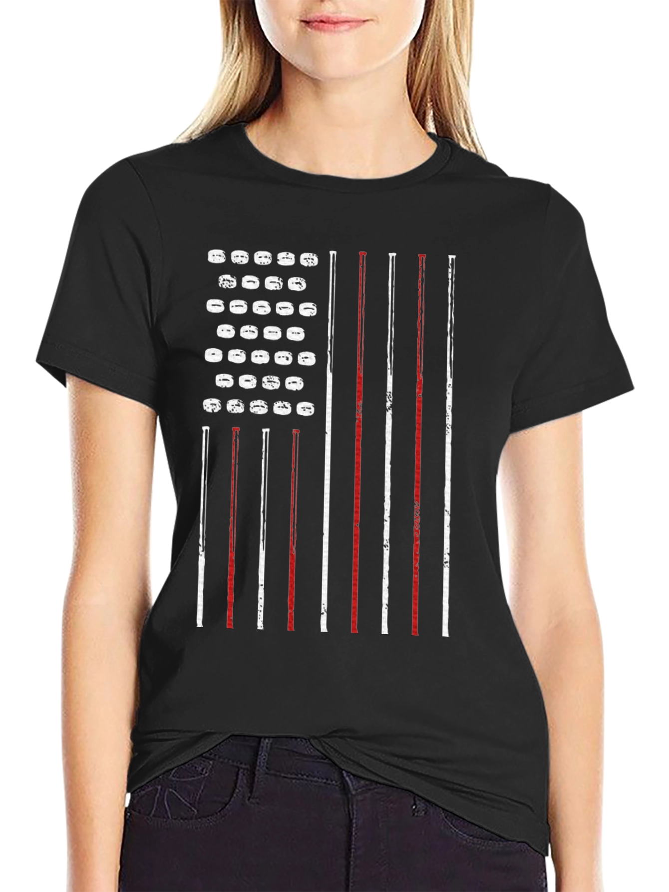 American Flag Hockey Puck Patriotic T-Shirt