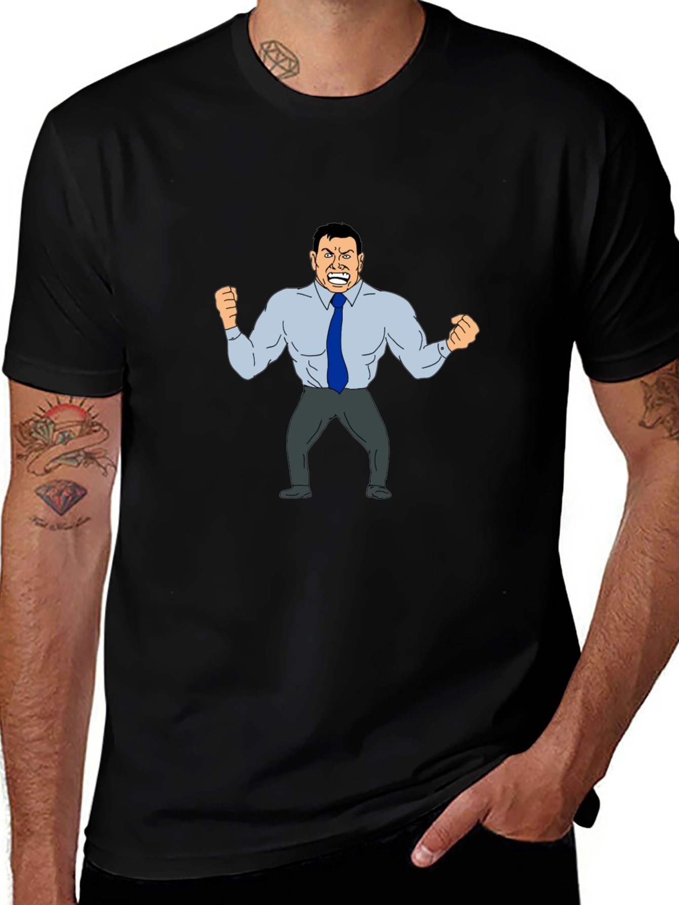 Angry Boss Cartoon Graphic T-Shirt