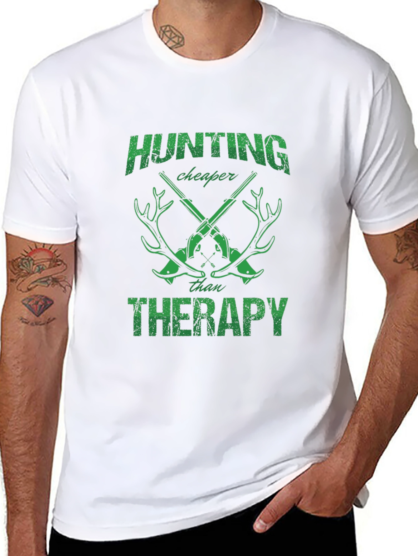 Hunting Cheaper Than Therapy Graphic T-Shirt