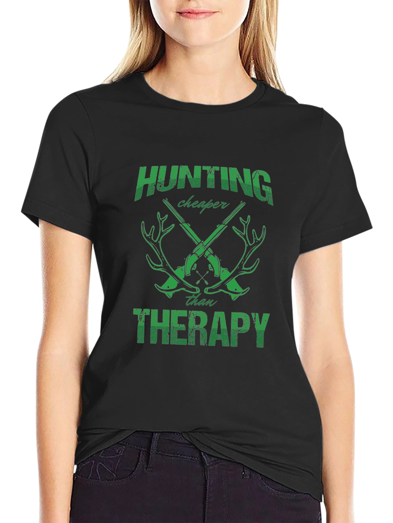 Hunting Cheaper Than Therapy Graphic T-Shirt
