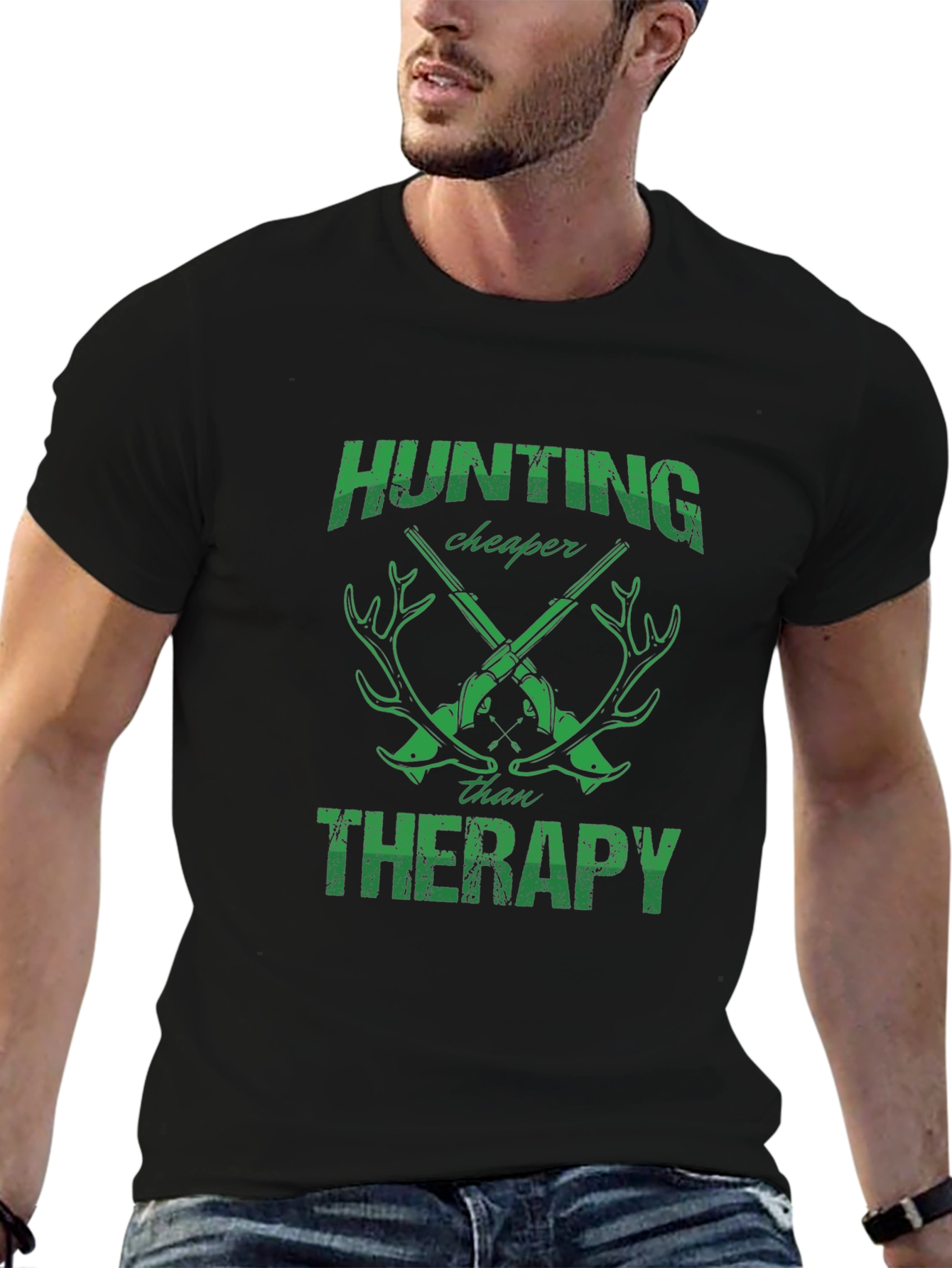 Hunting Cheaper Than Therapy Graphic T-Shirt