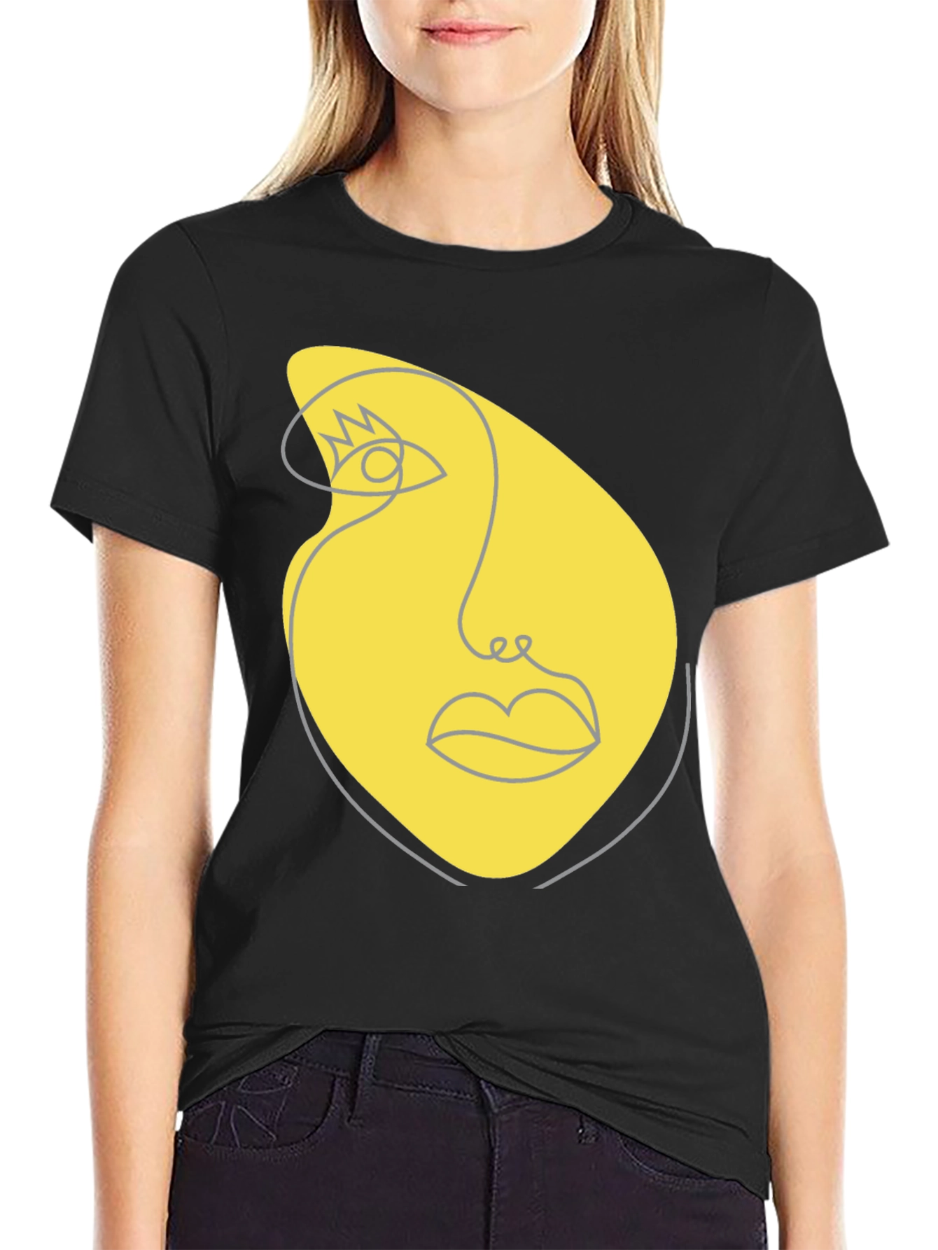 Abstract Face Graphic Tee - Modern Art T-Shirt