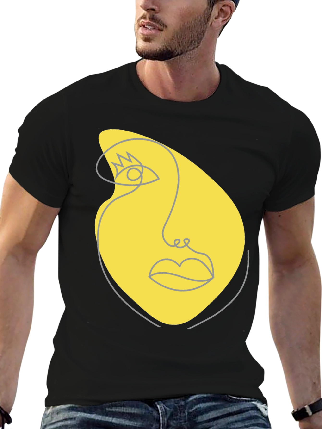 Abstract Face Graphic Tee - Modern Art T-Shirt