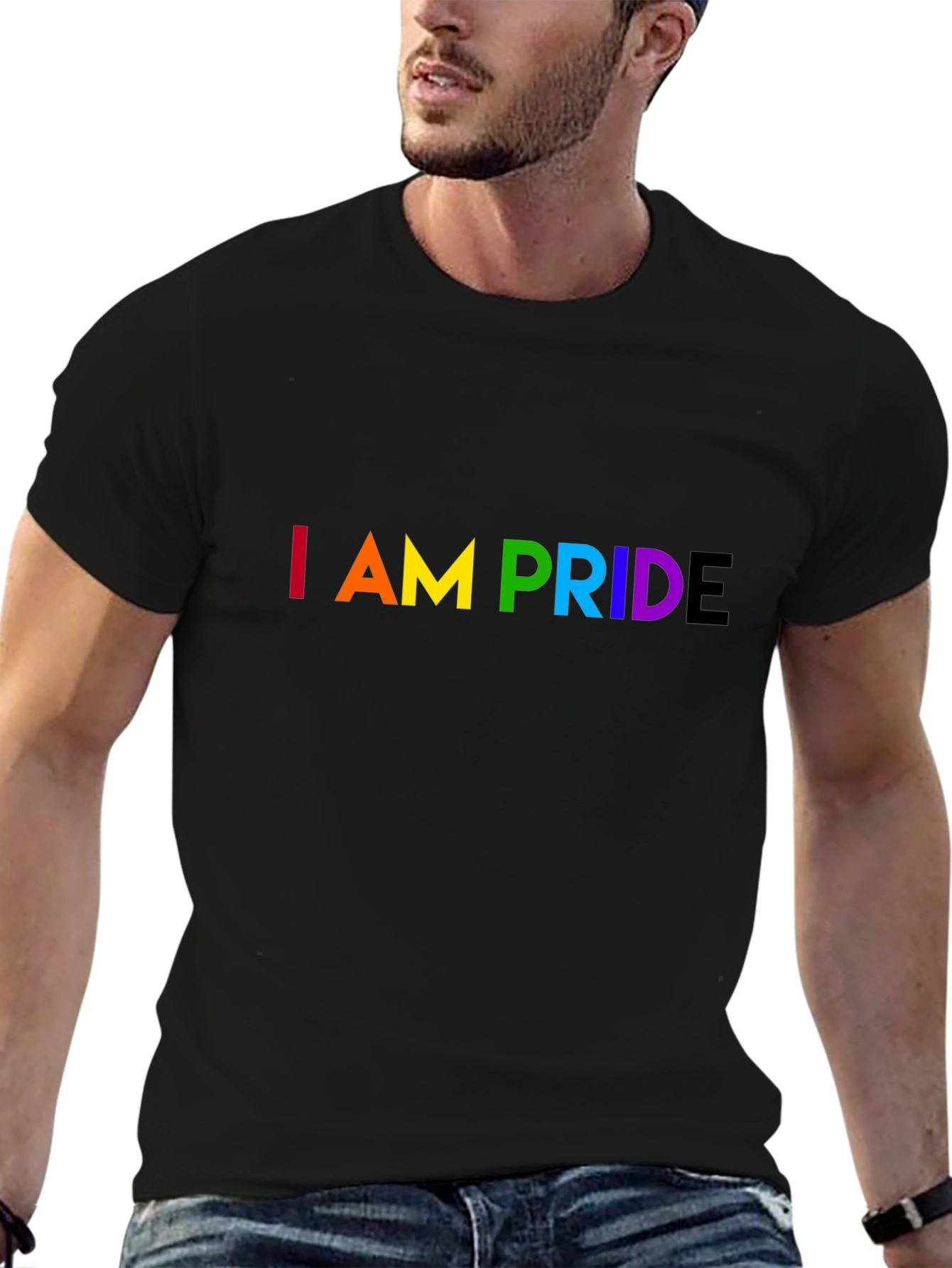 I am Pride LGBTQ+ Rainbow Graphic Tee - Black