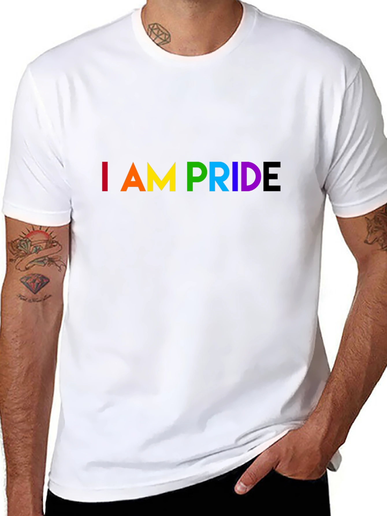 I am Pride LGBTQ+ Rainbow Graphic Tee - Black