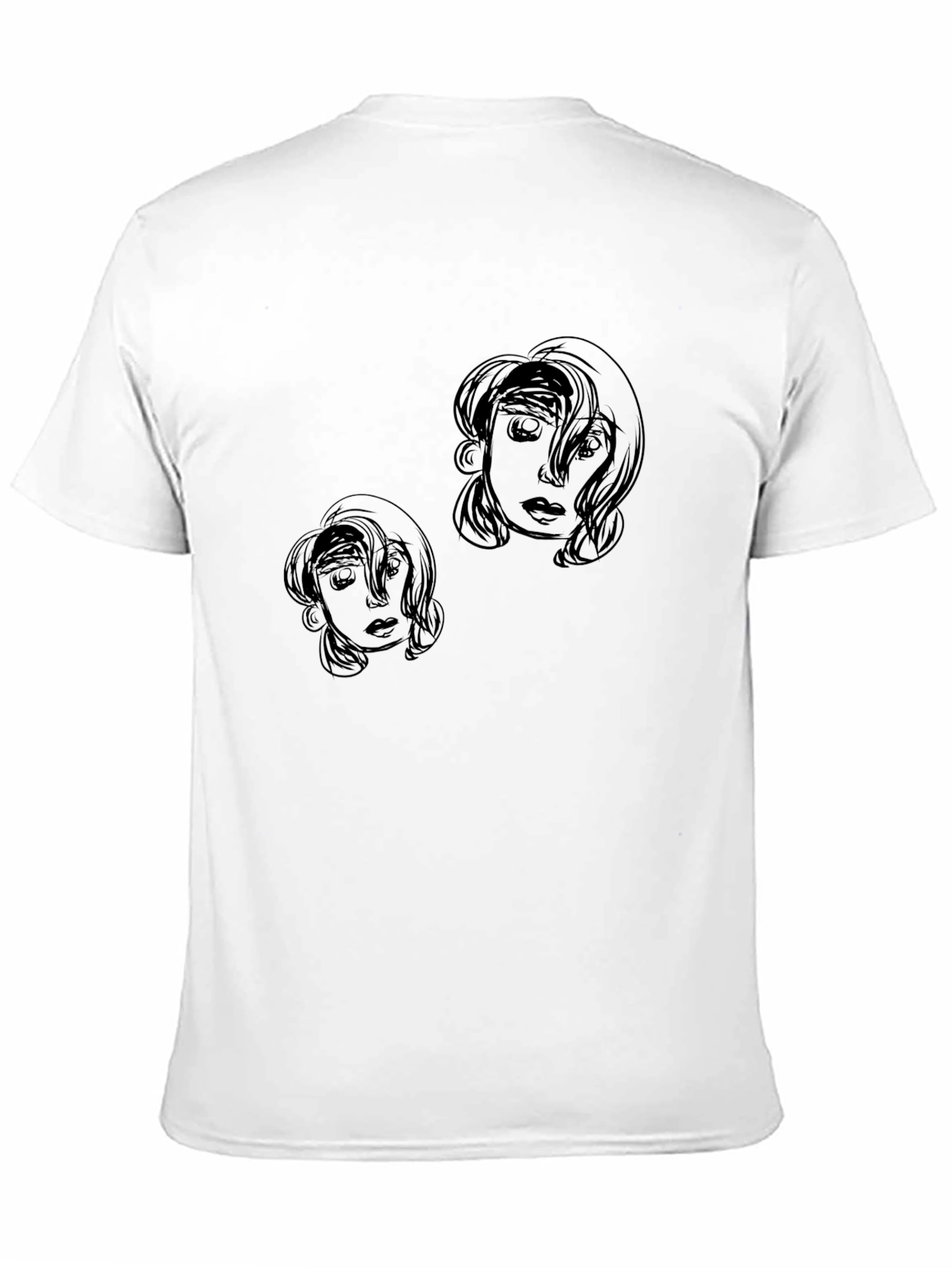Abstract Face Graphic Print Black T-Shirt