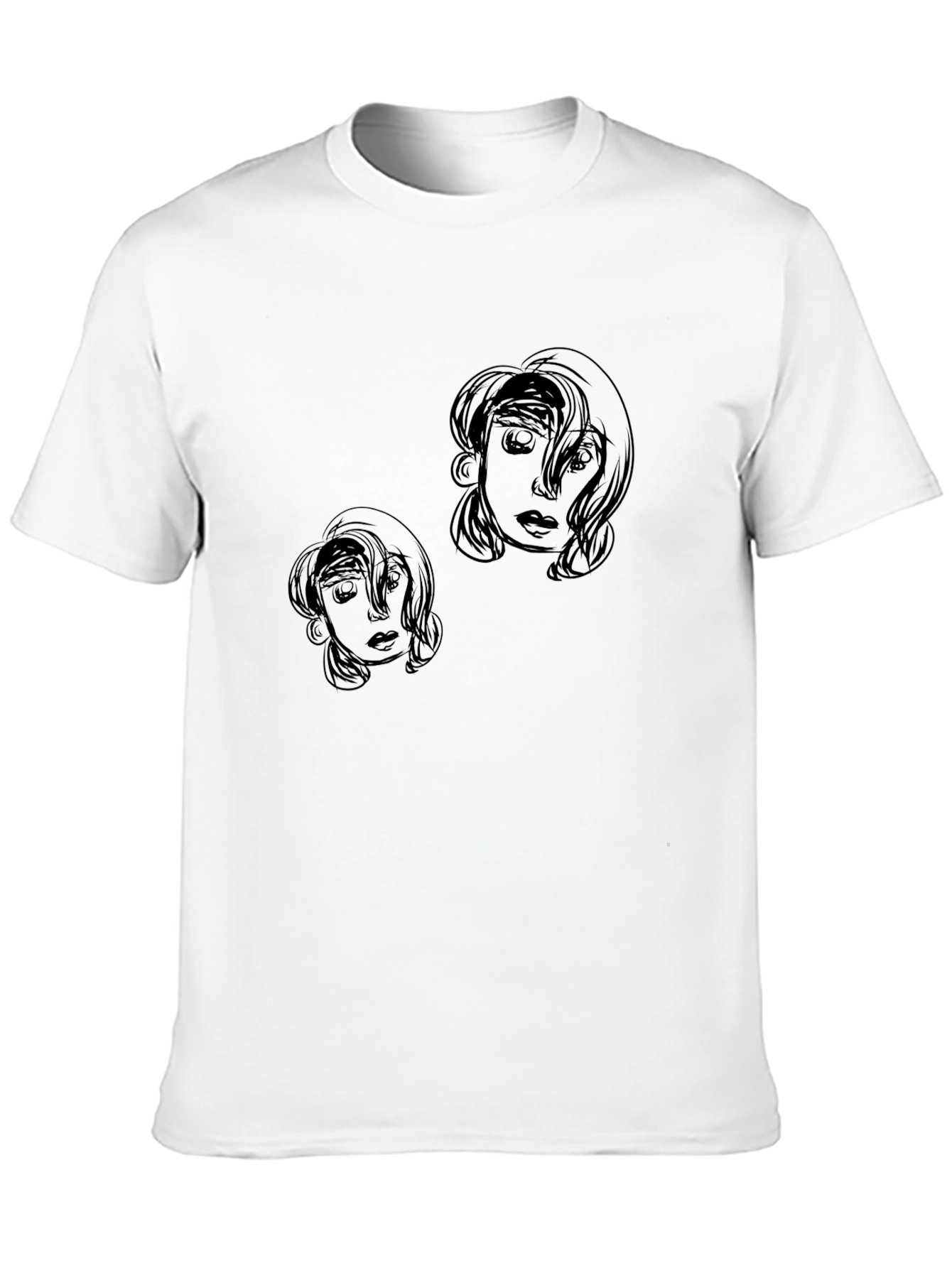 Abstract Face Graphic Print Black T-Shirt