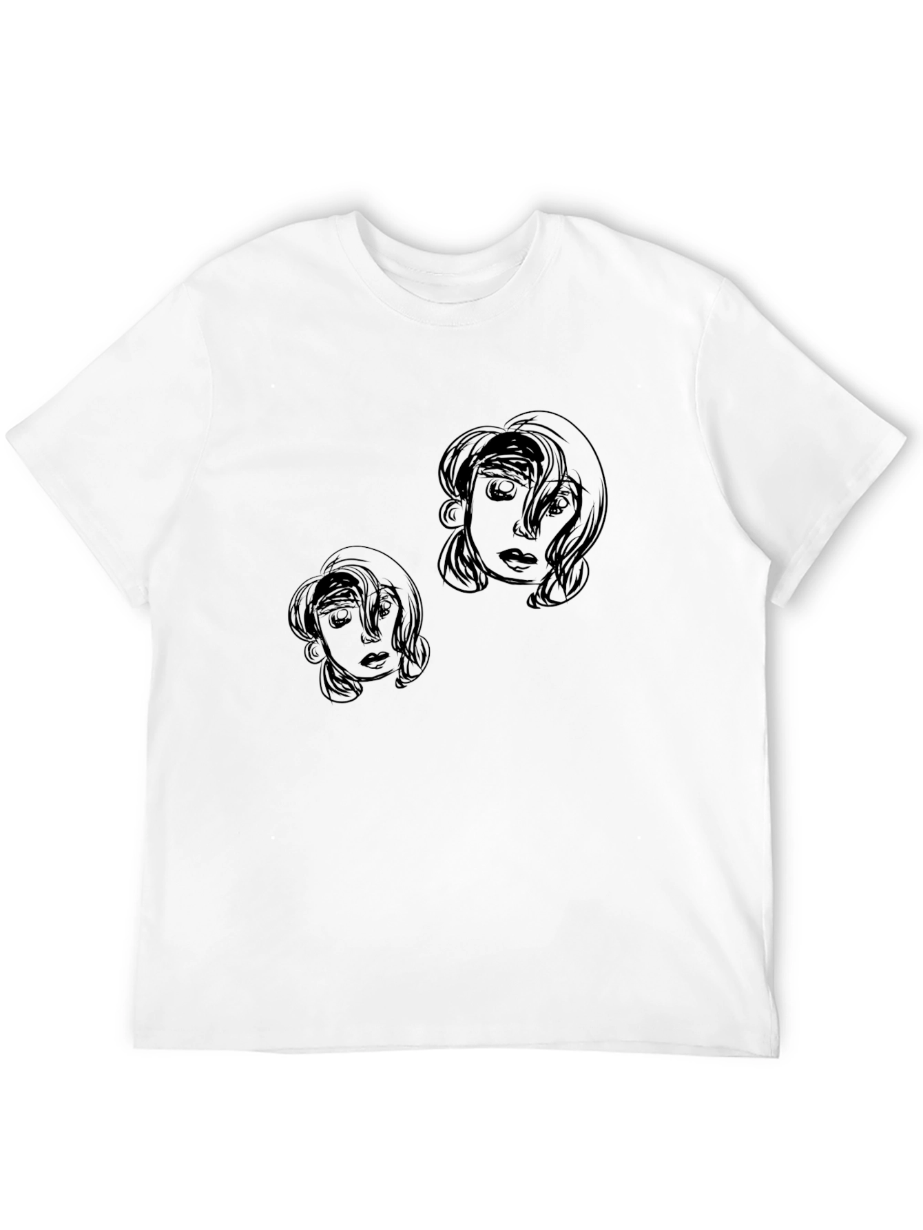 Abstract Face Graphic Print Black T-Shirt