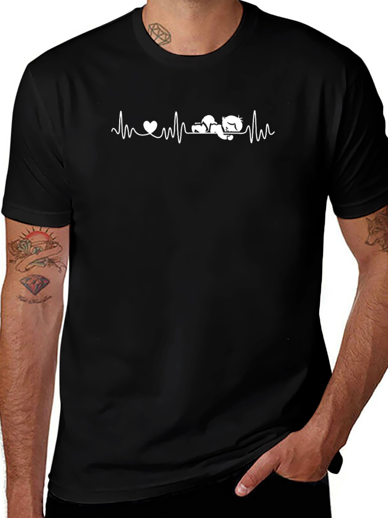 Heartbeat Cat T-Shirt - Soft Cotton Tee
