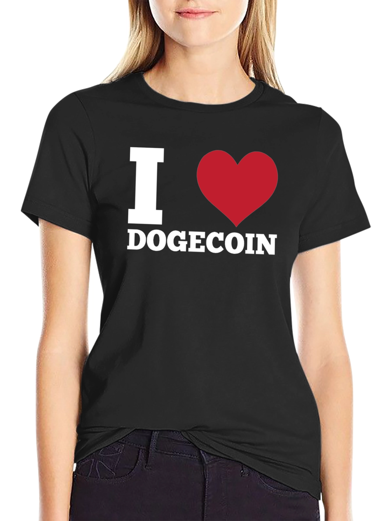 I Heart Dogecoin Black T-Shirt Crypto Fan Apparel
