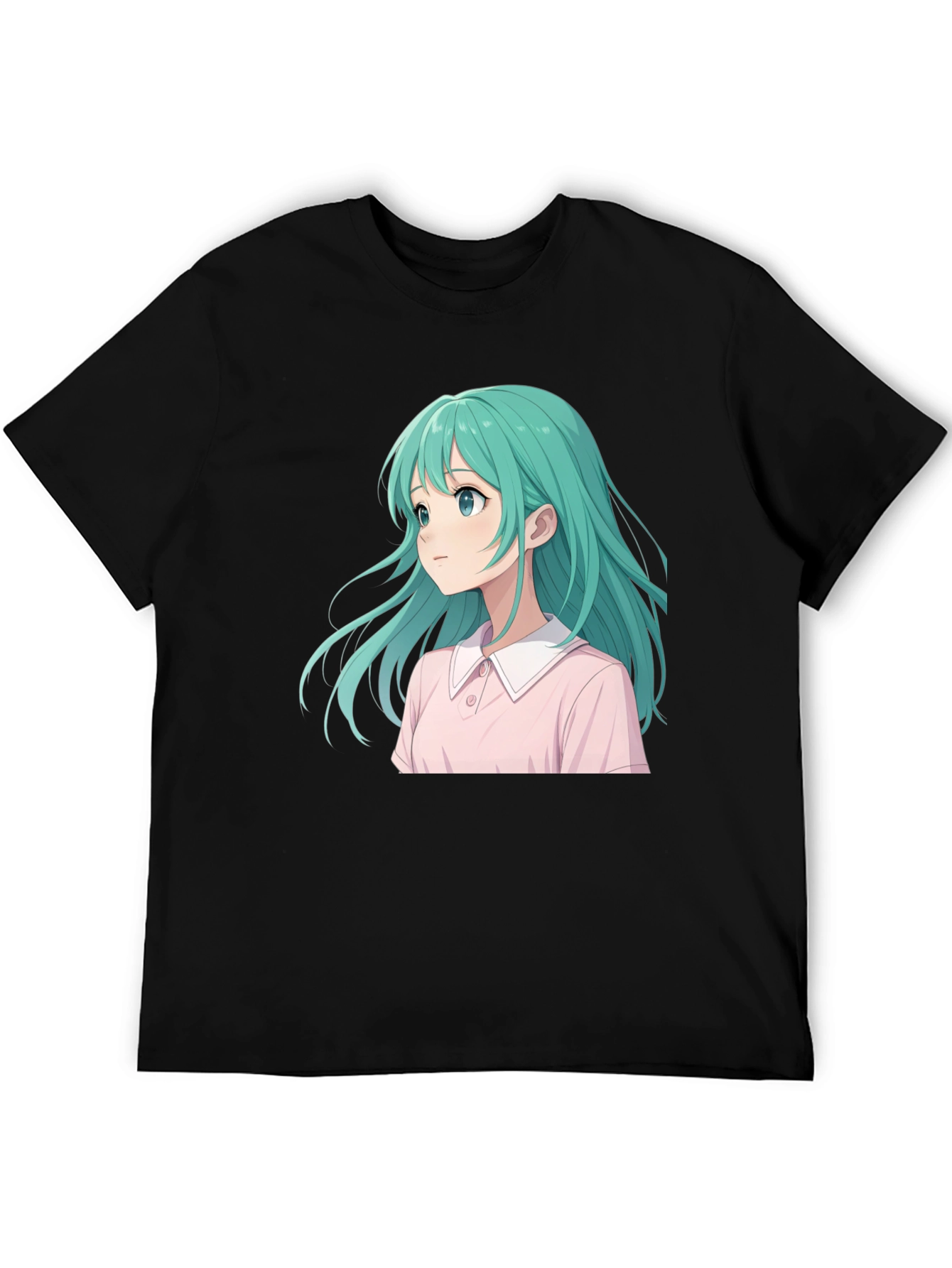 Anime Girl Graphic Tee - Casual Black T-Shirt
