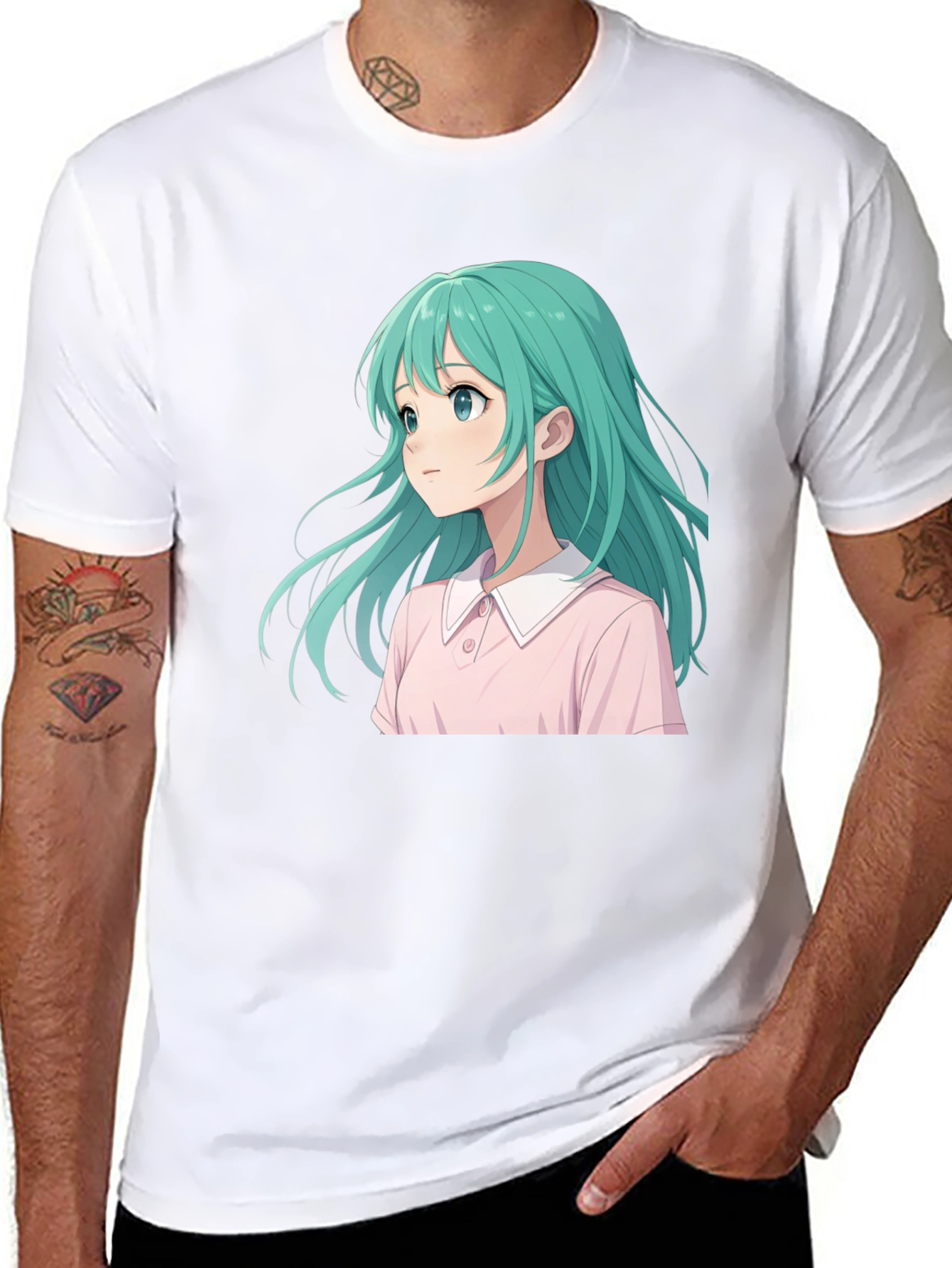 Anime Girl Graphic Tee - Casual Black T-Shirt