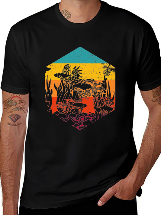 Aquatic Sunset Mens Graphic Tee