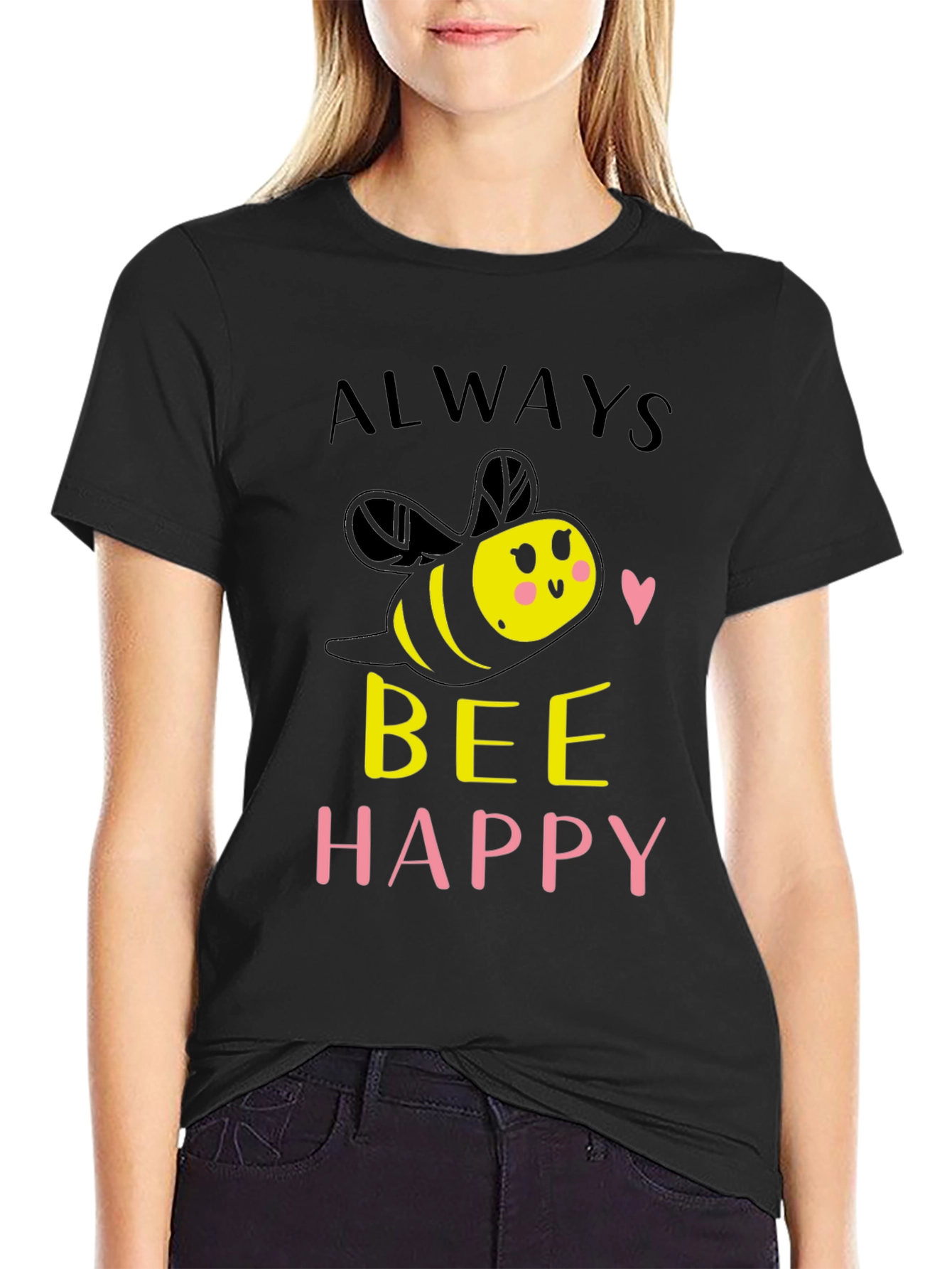 Always Bee Happy Graphic T-Shirt - Black