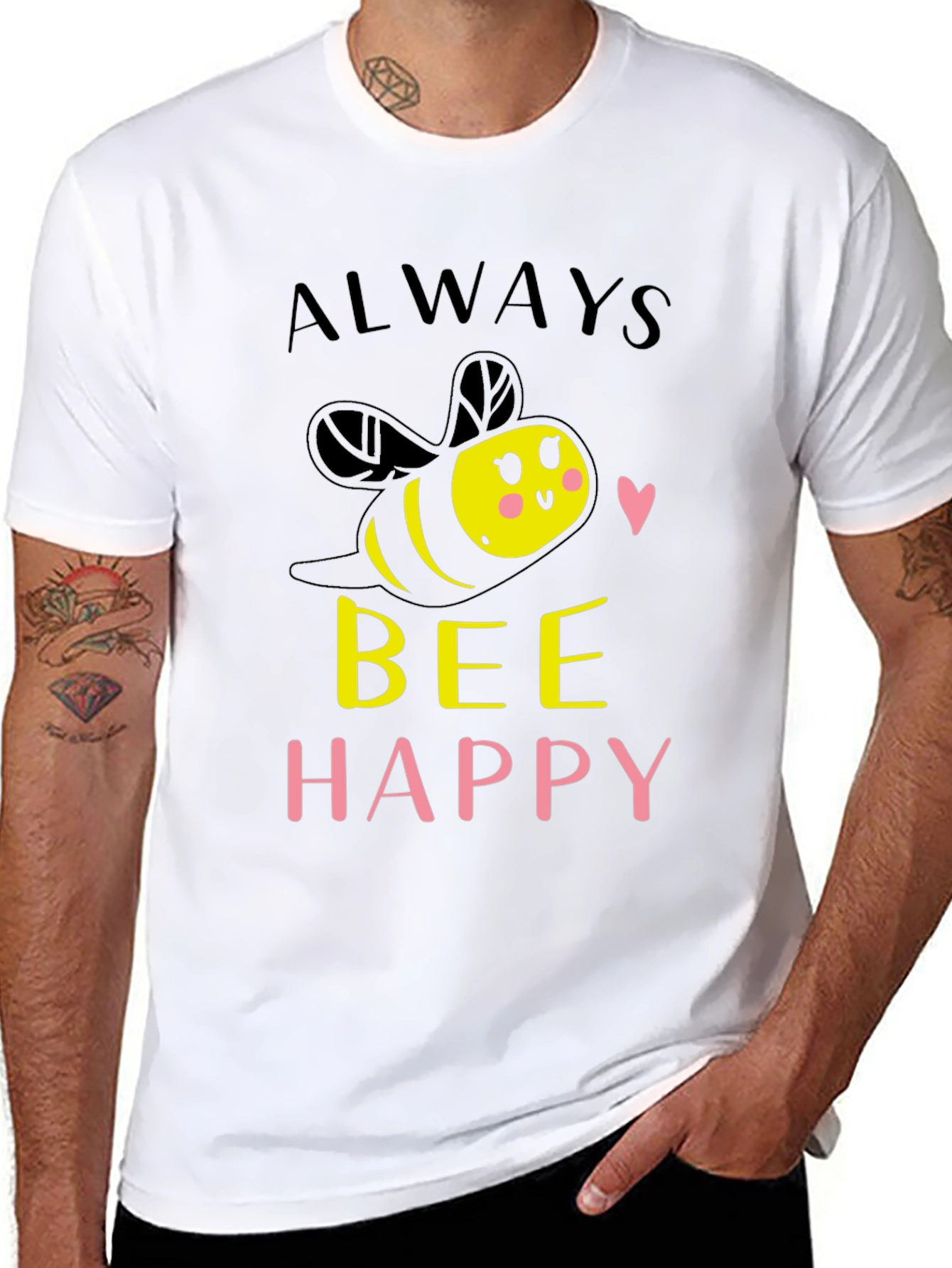 Always Bee Happy Graphic T-Shirt - Black