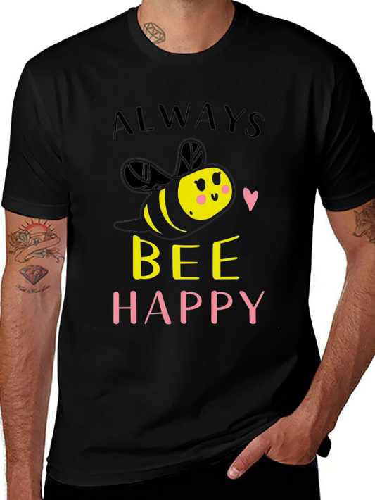 Always Bee Happy Graphic T-Shirt - Black