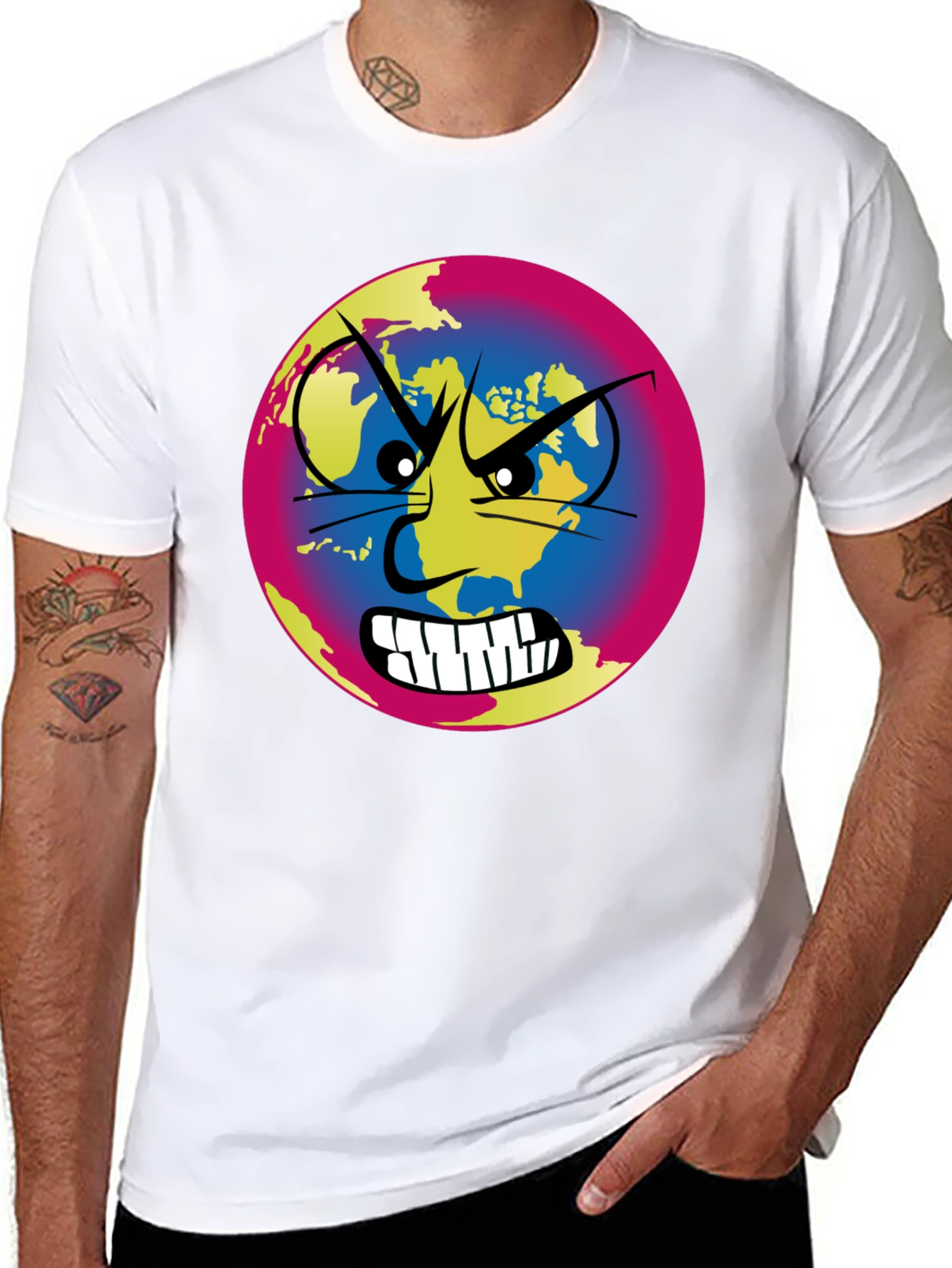 Angry Earth Graphic Tee - Black