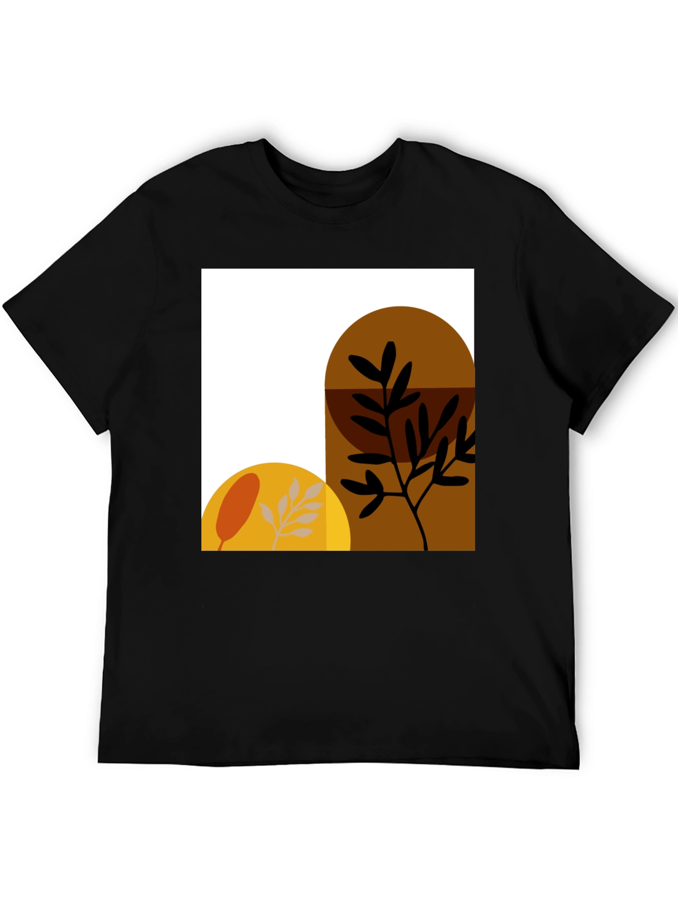 Abstract Botanical Print Black T-Shirt